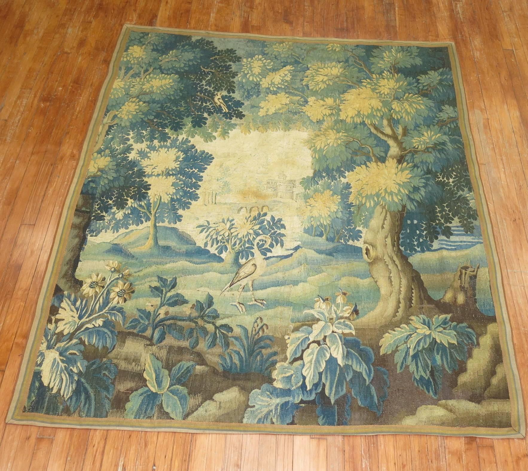 An 18th century French Tapestry. Measures: 6'1'' x 7'4''.
