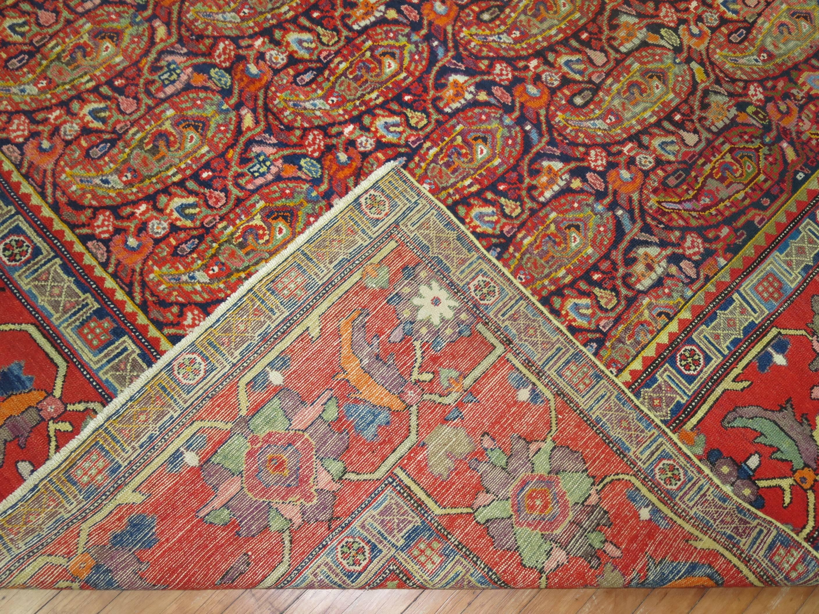 Zabihi Collection Colorful Antique Paisley Persian Malayer Rug For Sale 3