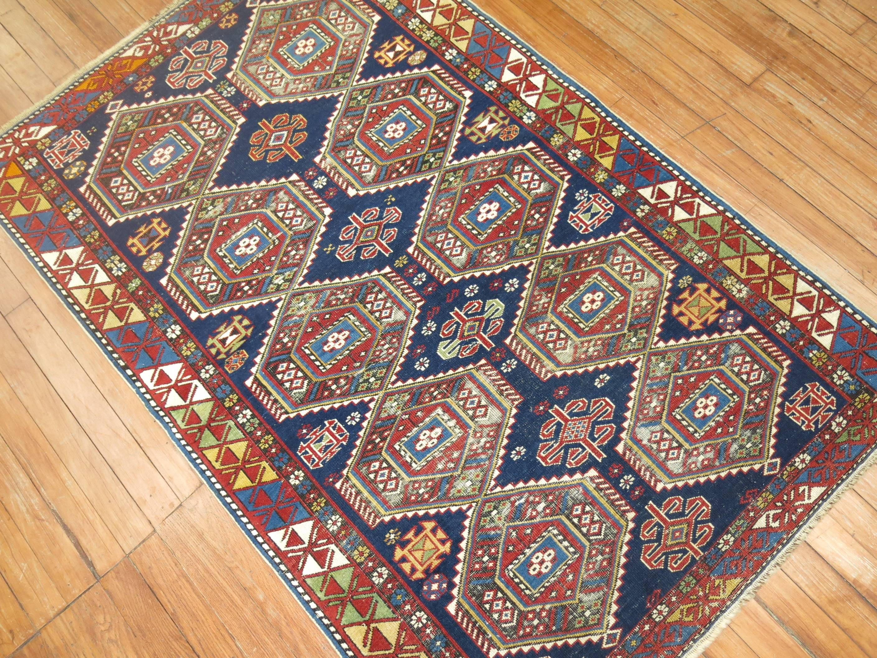 Kazak Zabihi Collection Caucasian Antique Shirvan Rug For Sale