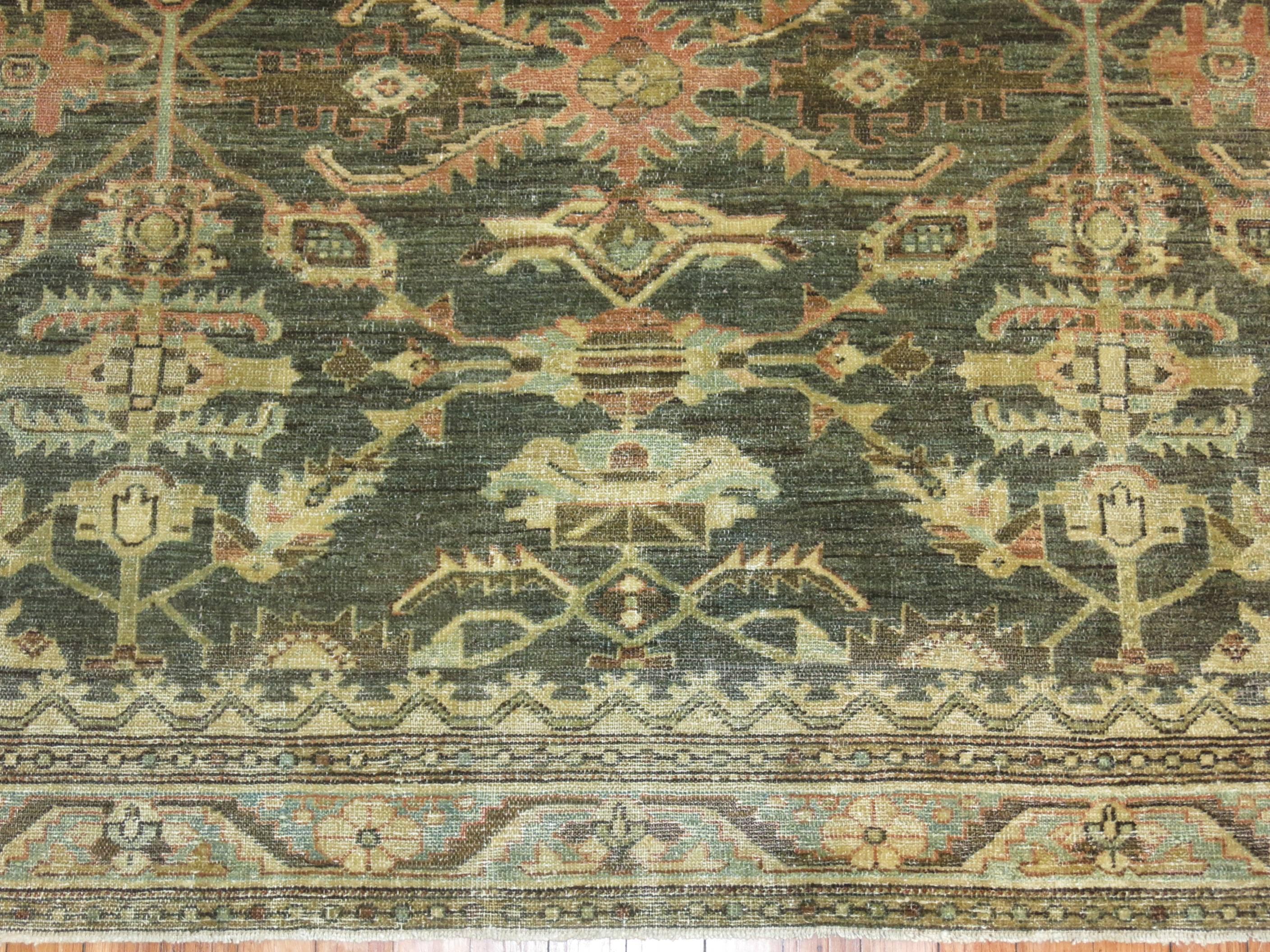 Persian Green Malayer Square Antique Rug