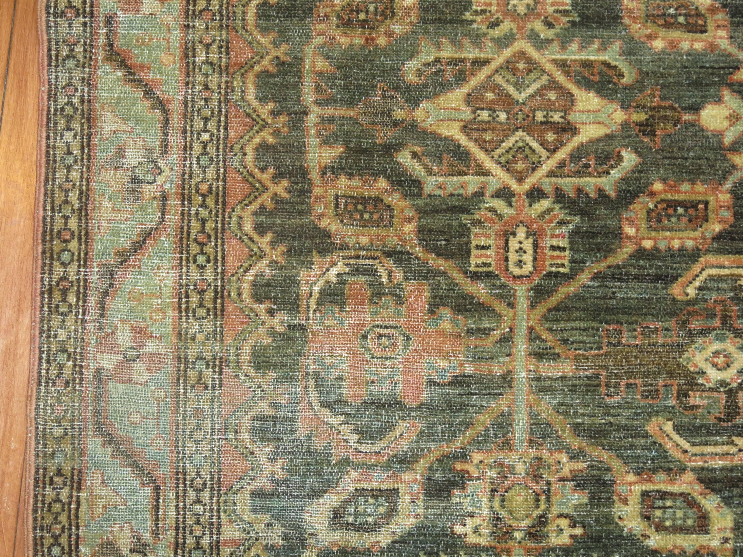 Wool Green Malayer Square Antique Rug