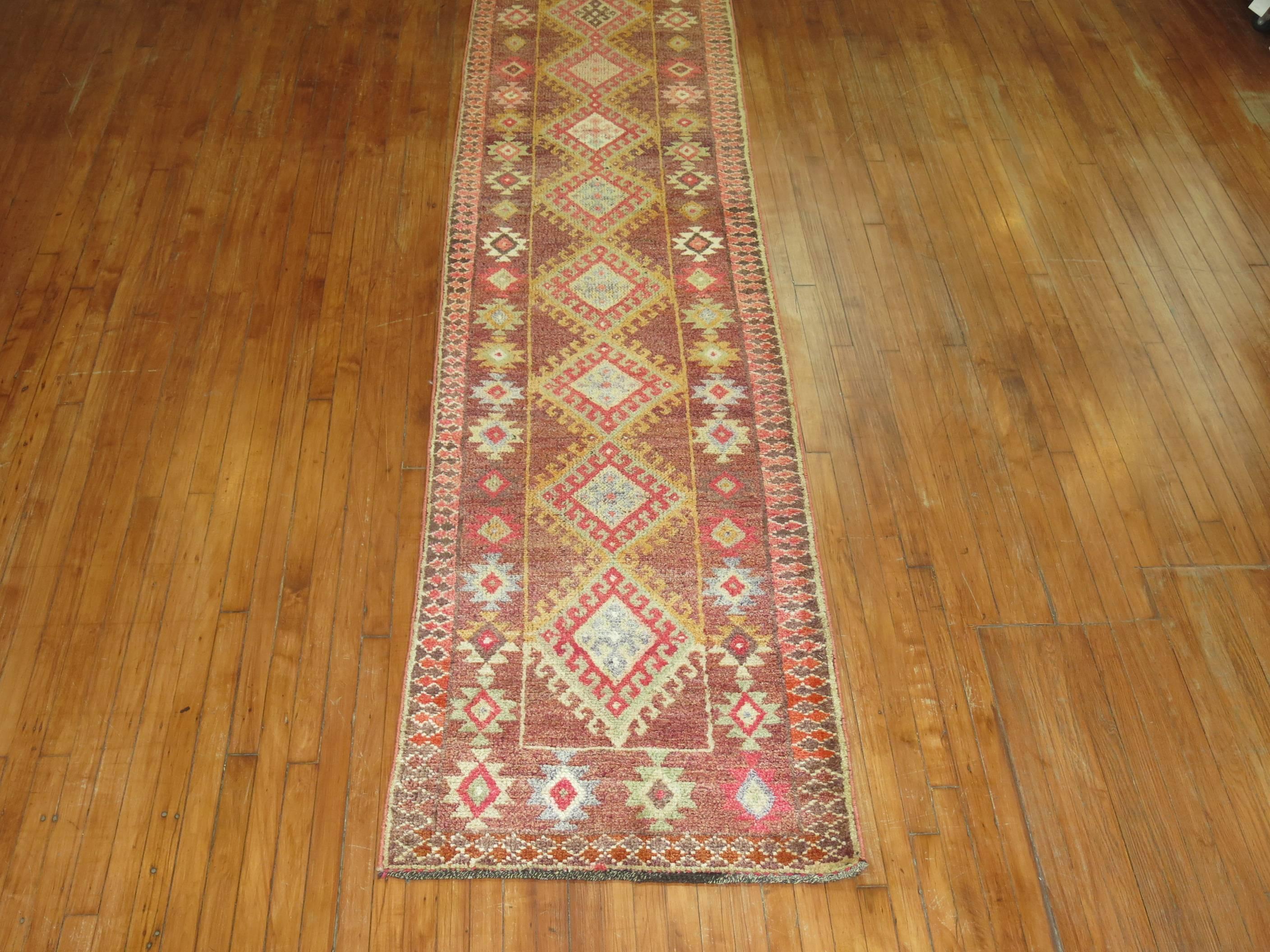 Hand-Knotted Vintage Anatolian Runner  For Sale