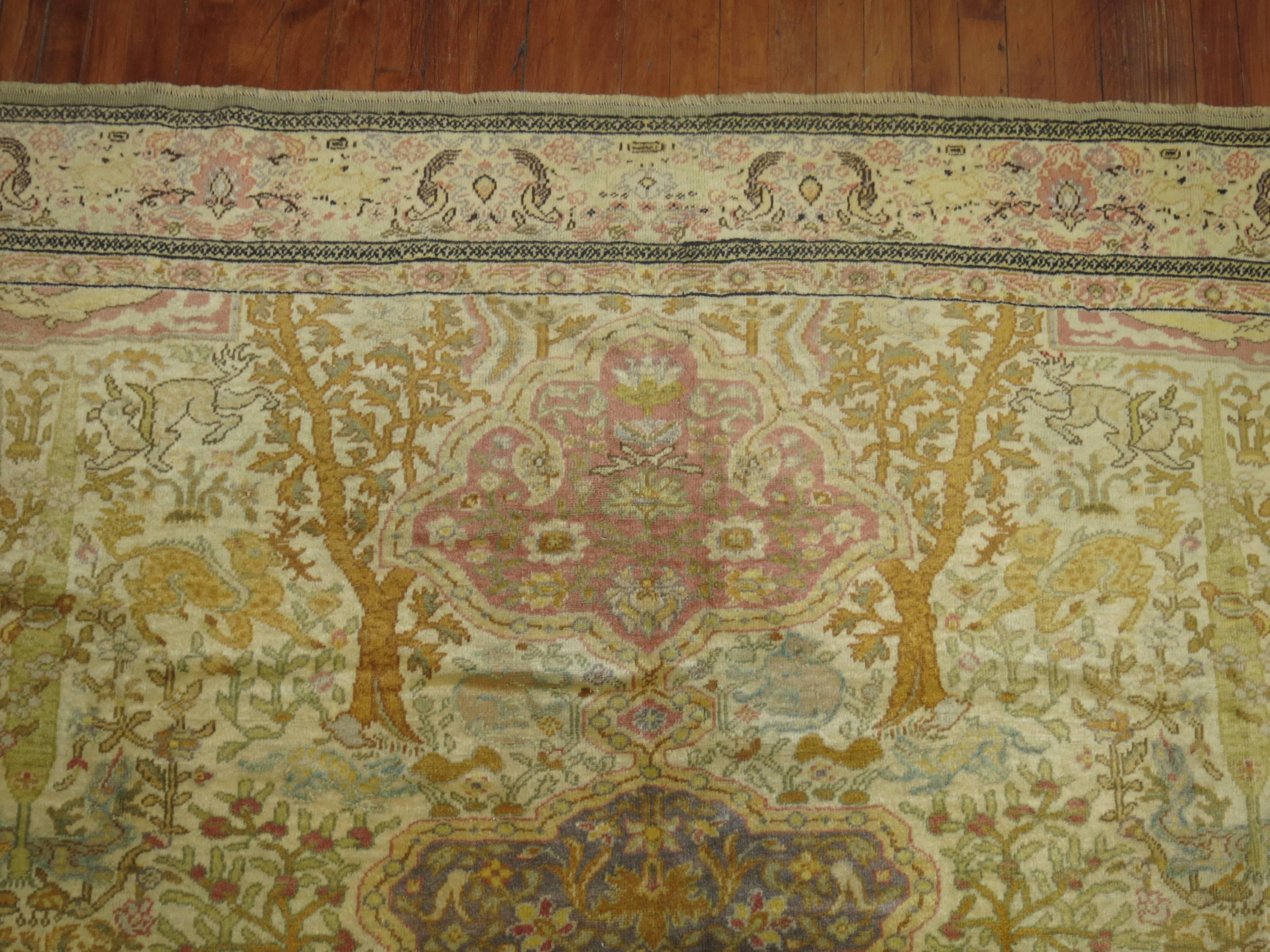 Pictorial Turkish Sivas Animal Rug For Sale 3