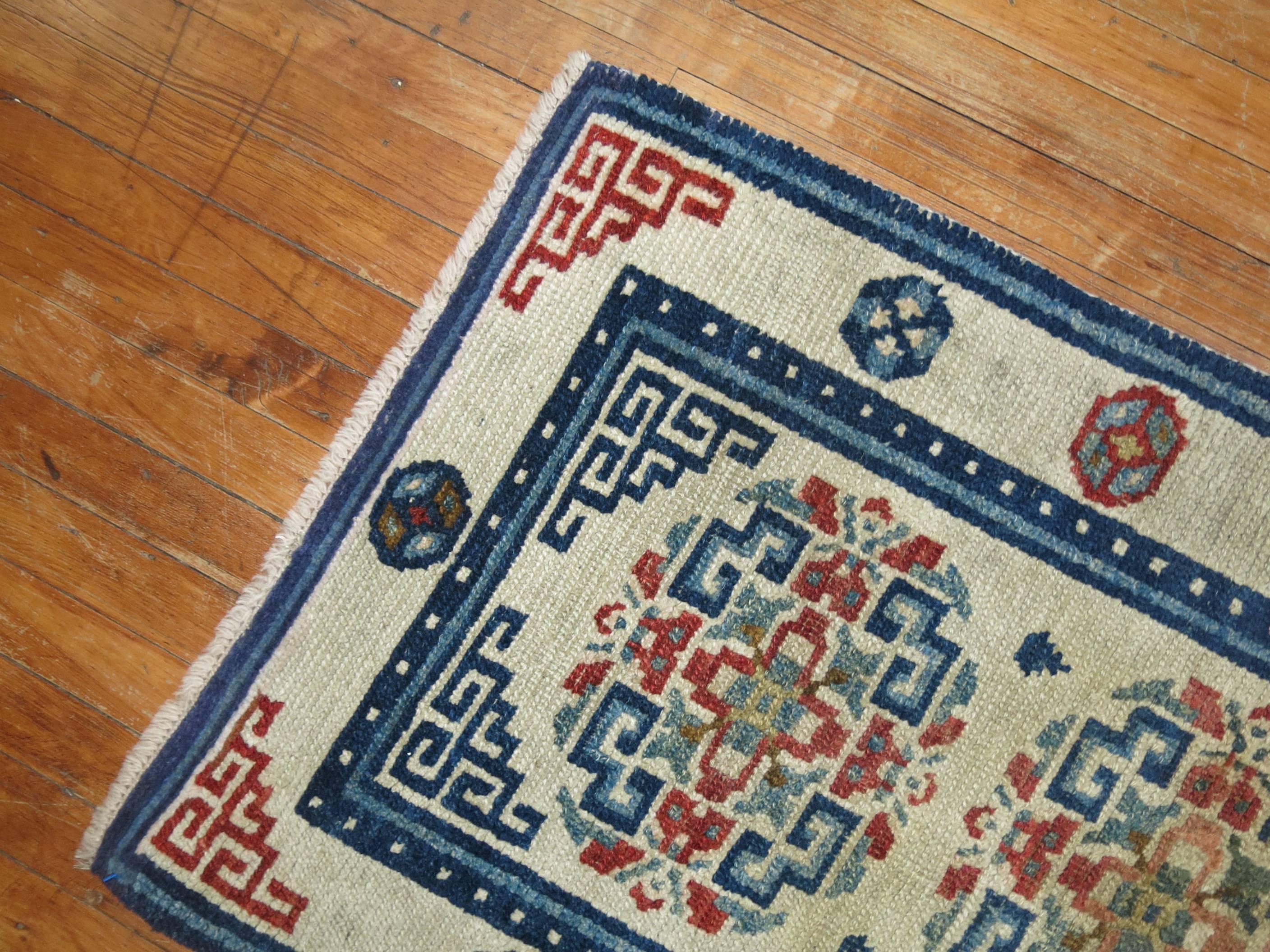 Hand-Knotted Antique Tibetan Rug