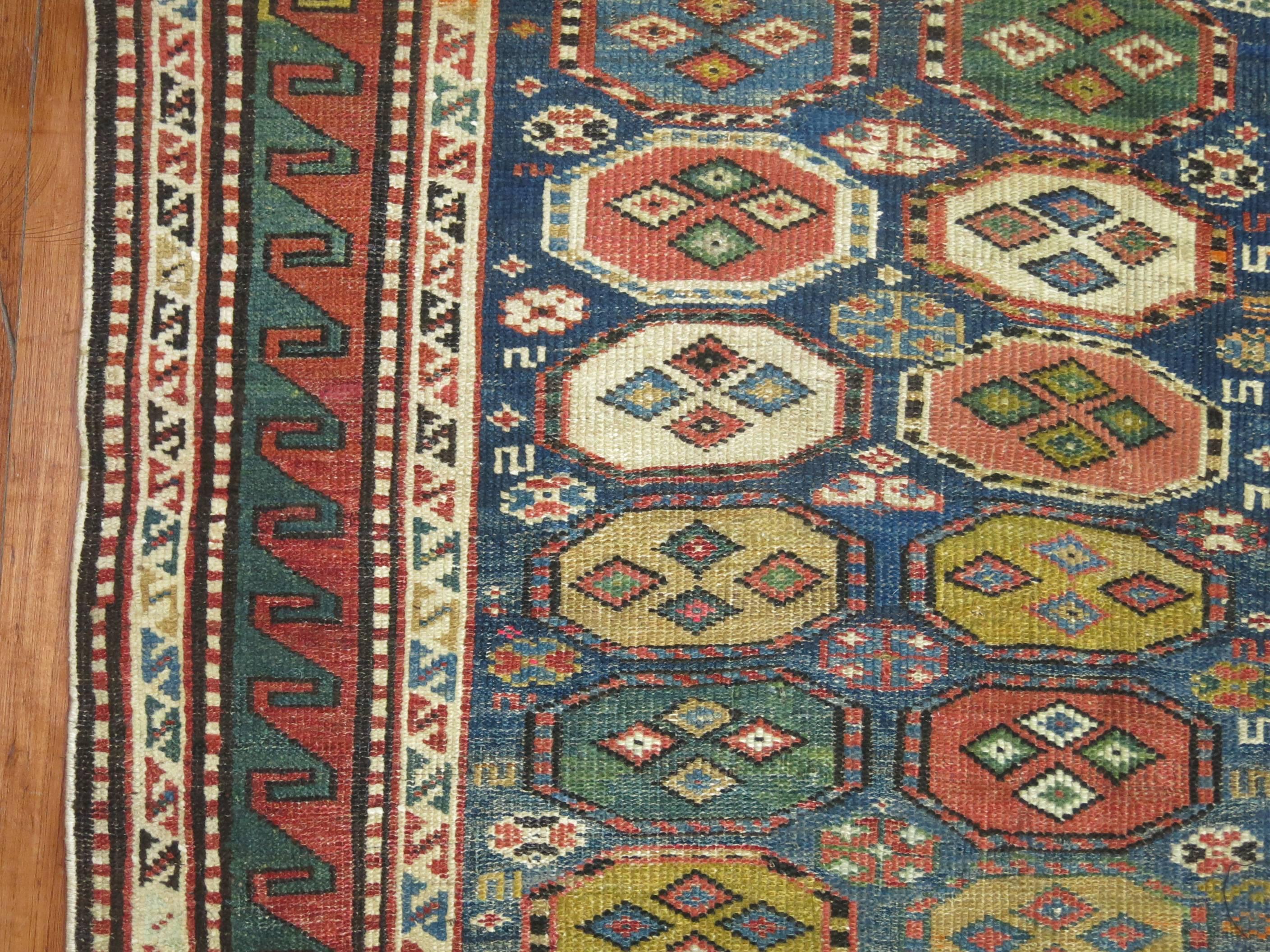 Hand-Knotted Antique Kazak Caucasian Rug