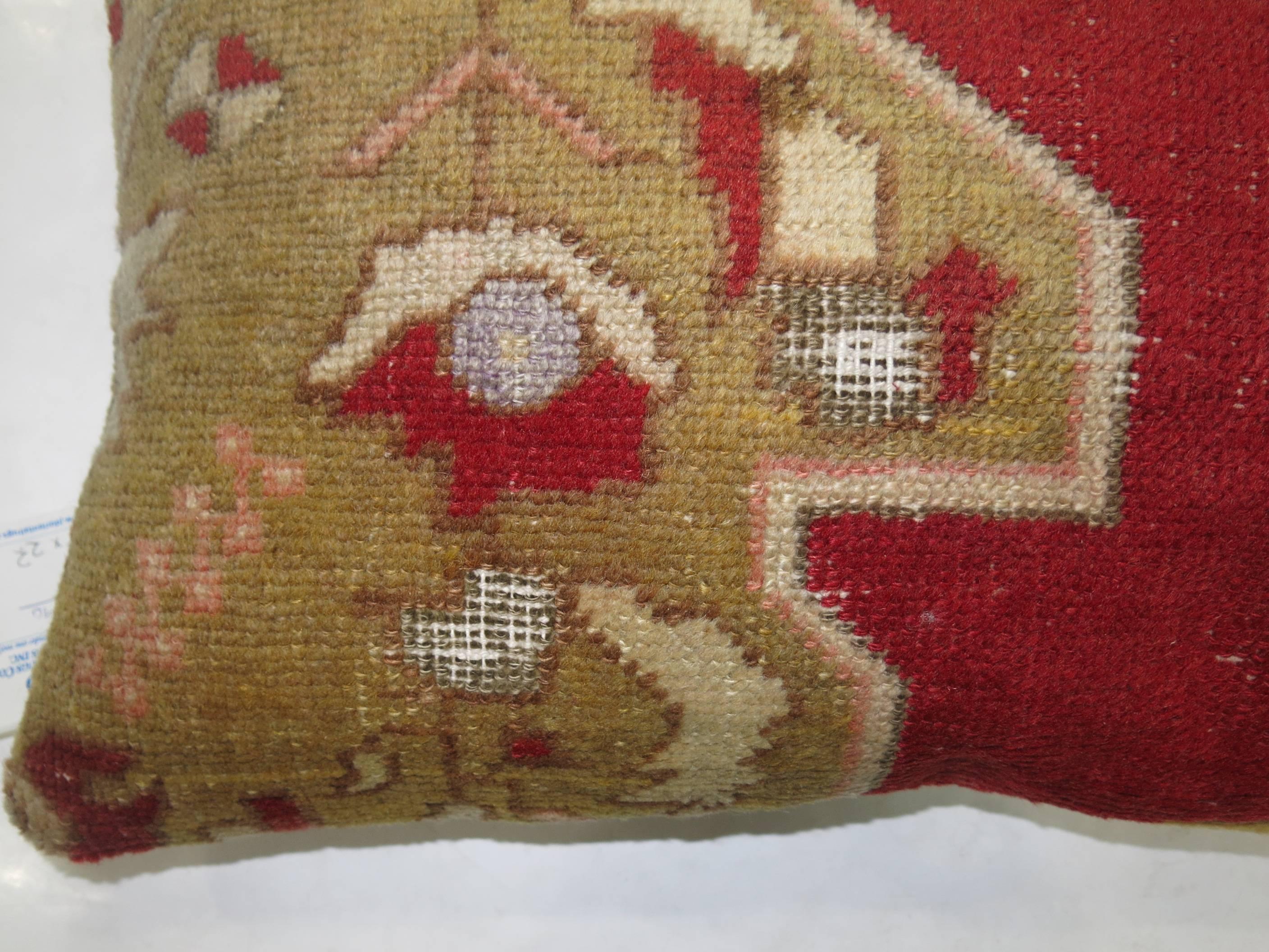 Agra Red Traditional Medallion Large Turkish Oushak Rug Pillow
