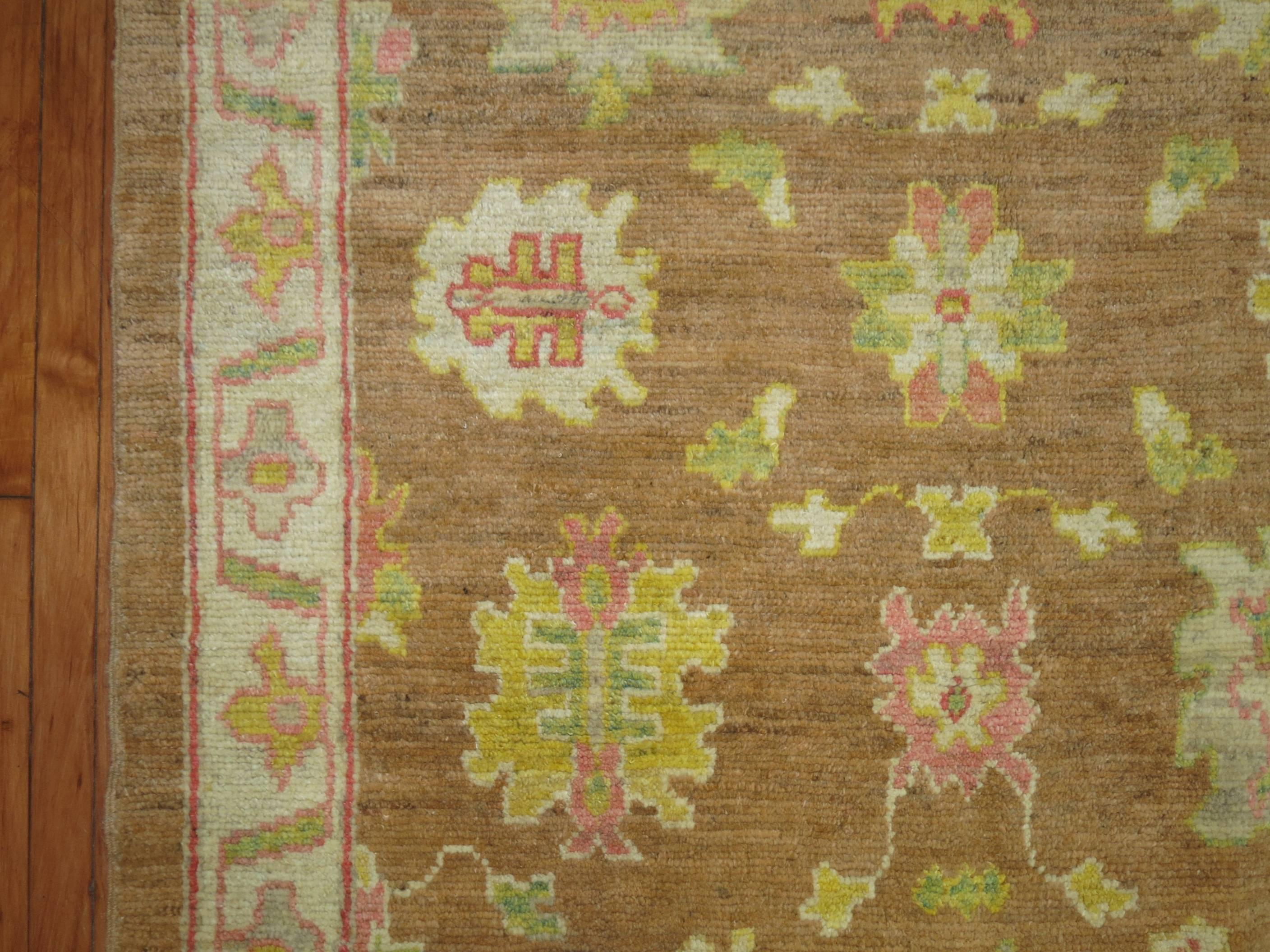 Hand-Knotted Vintage Inspired Oushak Rug For Sale