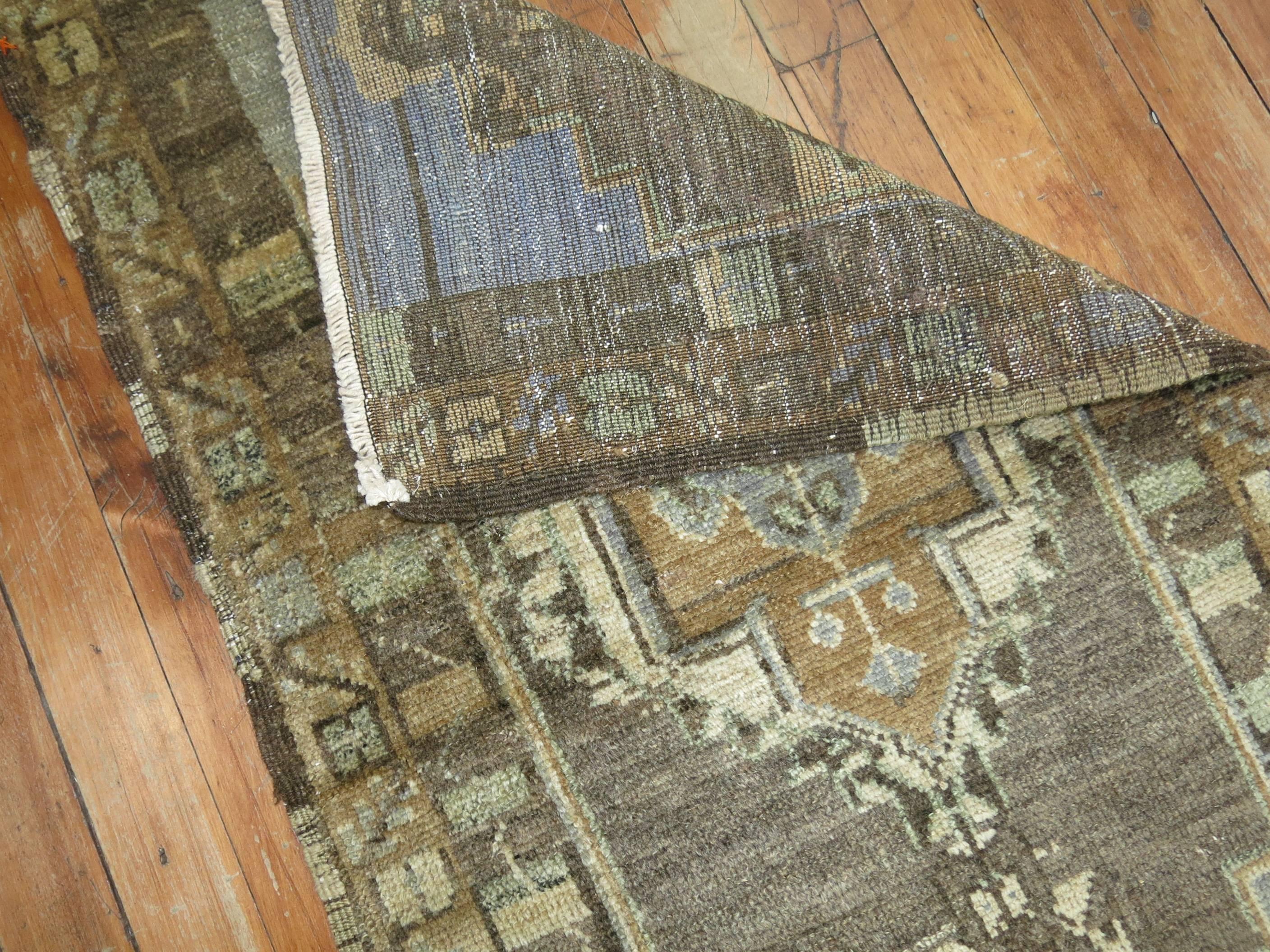 Hand-Knotted Vintage Turkish Oushak Rug in Grays & Blues