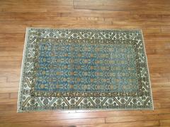 Persian Malayer Rug in Blues and Peach