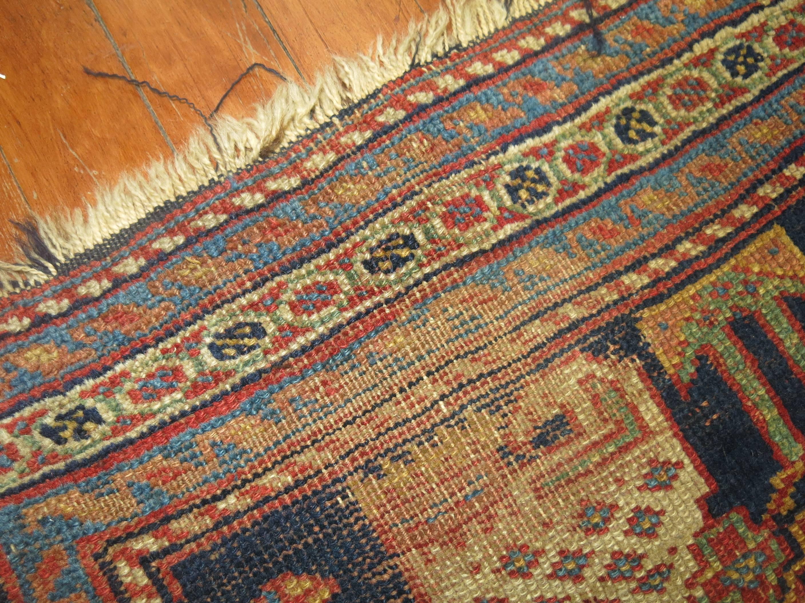 Tribal Antique Persian Bagface Rug In Fair Condition For Sale In New York, NY