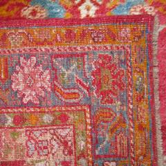 Red Turquoise Angora Wool Antique Oushak Throw Rug