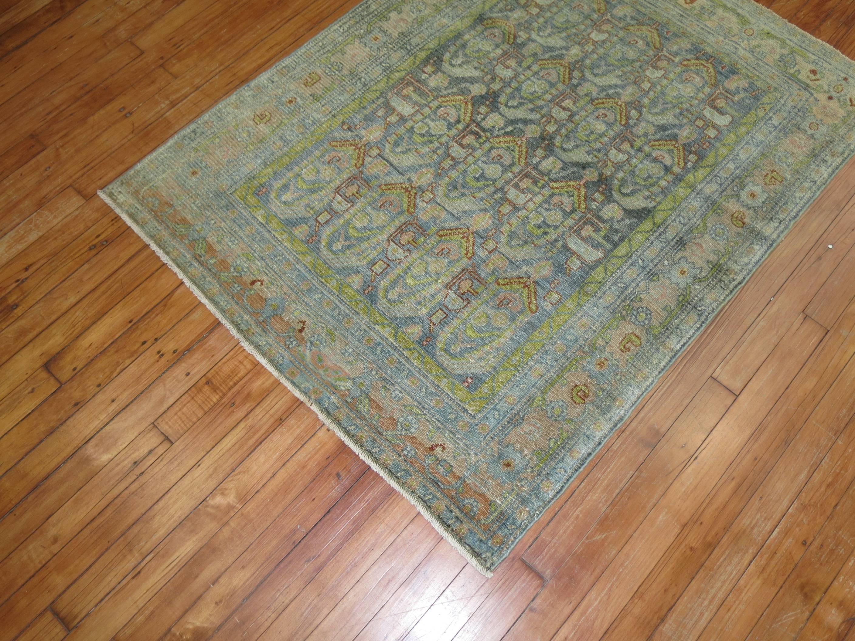 Tabriz Chartruese Accent Persian Malayer Throw Paisley Motif Decorative Rug