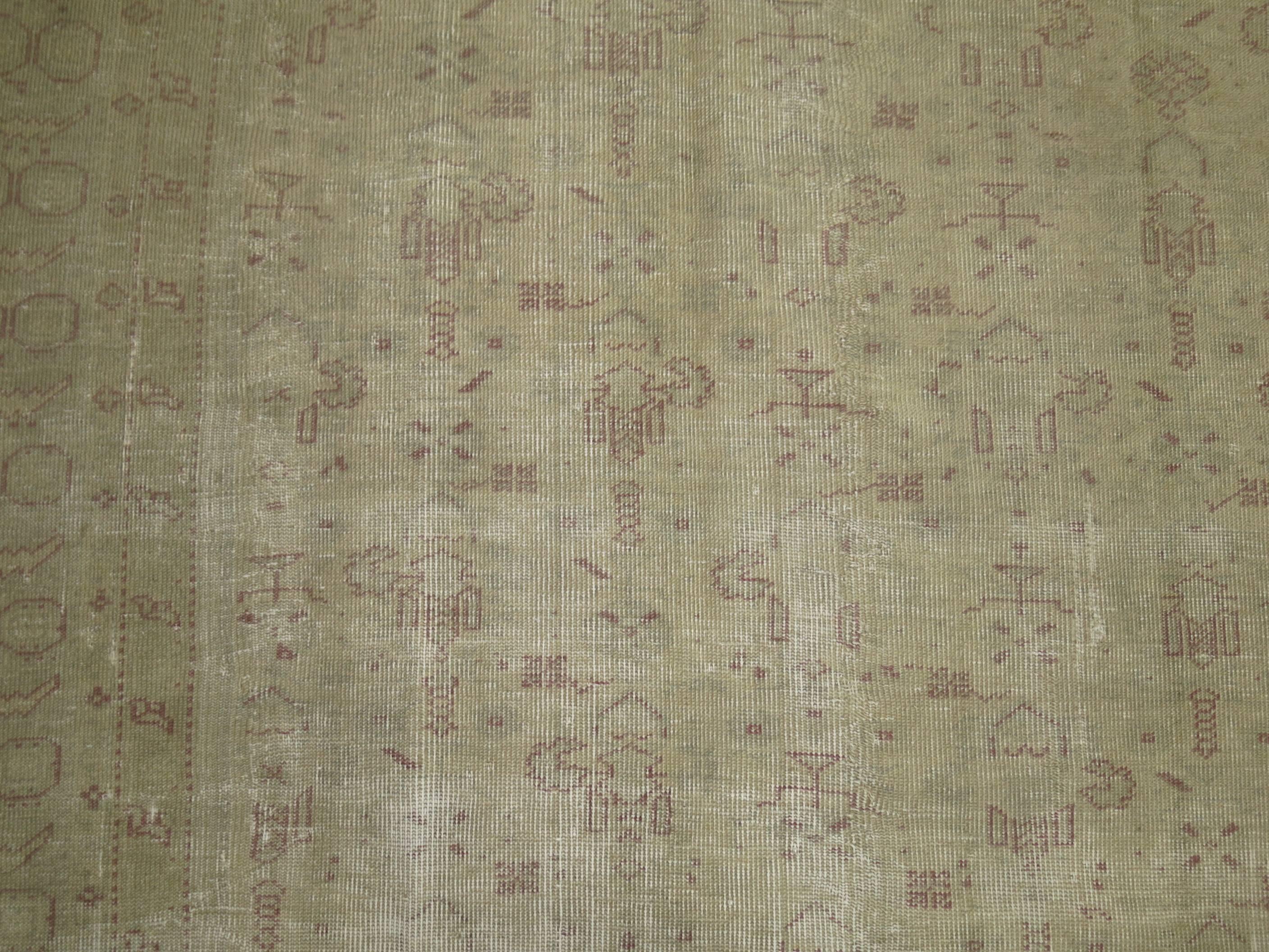 Hand-Knotted Shabby Chic Turkish Ghiordes Rug