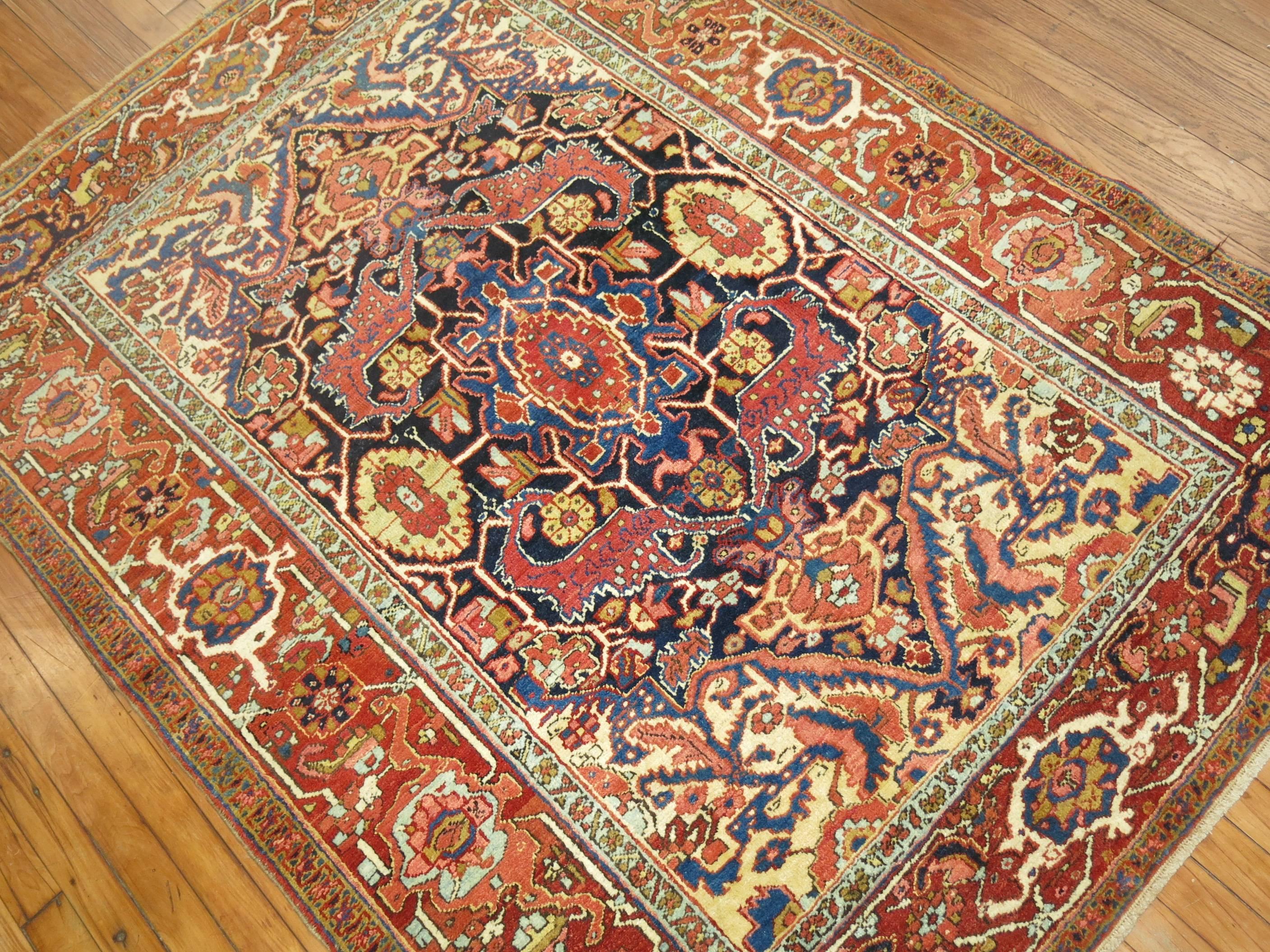 20th Century Traditional Antique Persian Heriz Rug For Sale