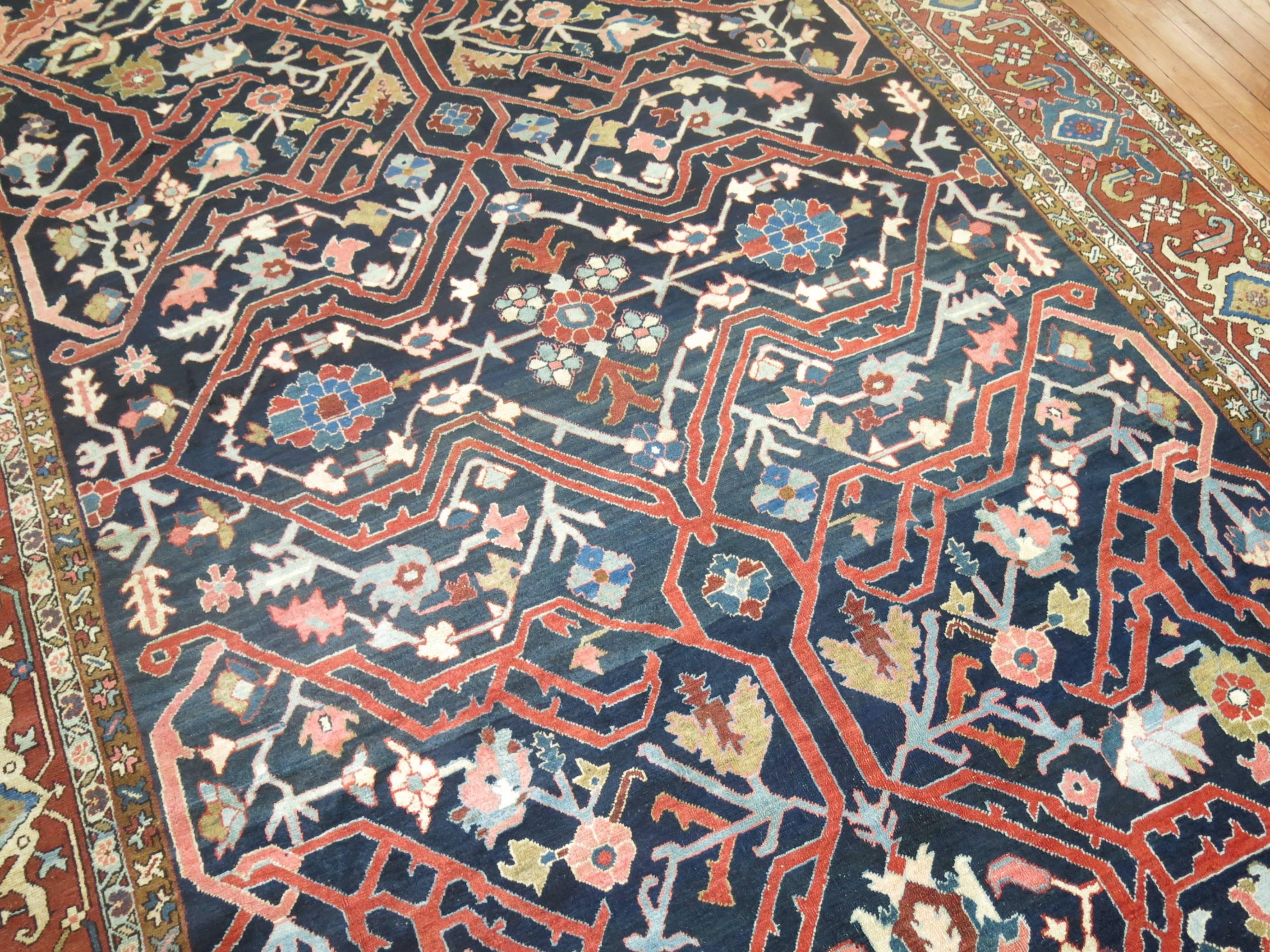 Wool Antique Persian Serapi Rug