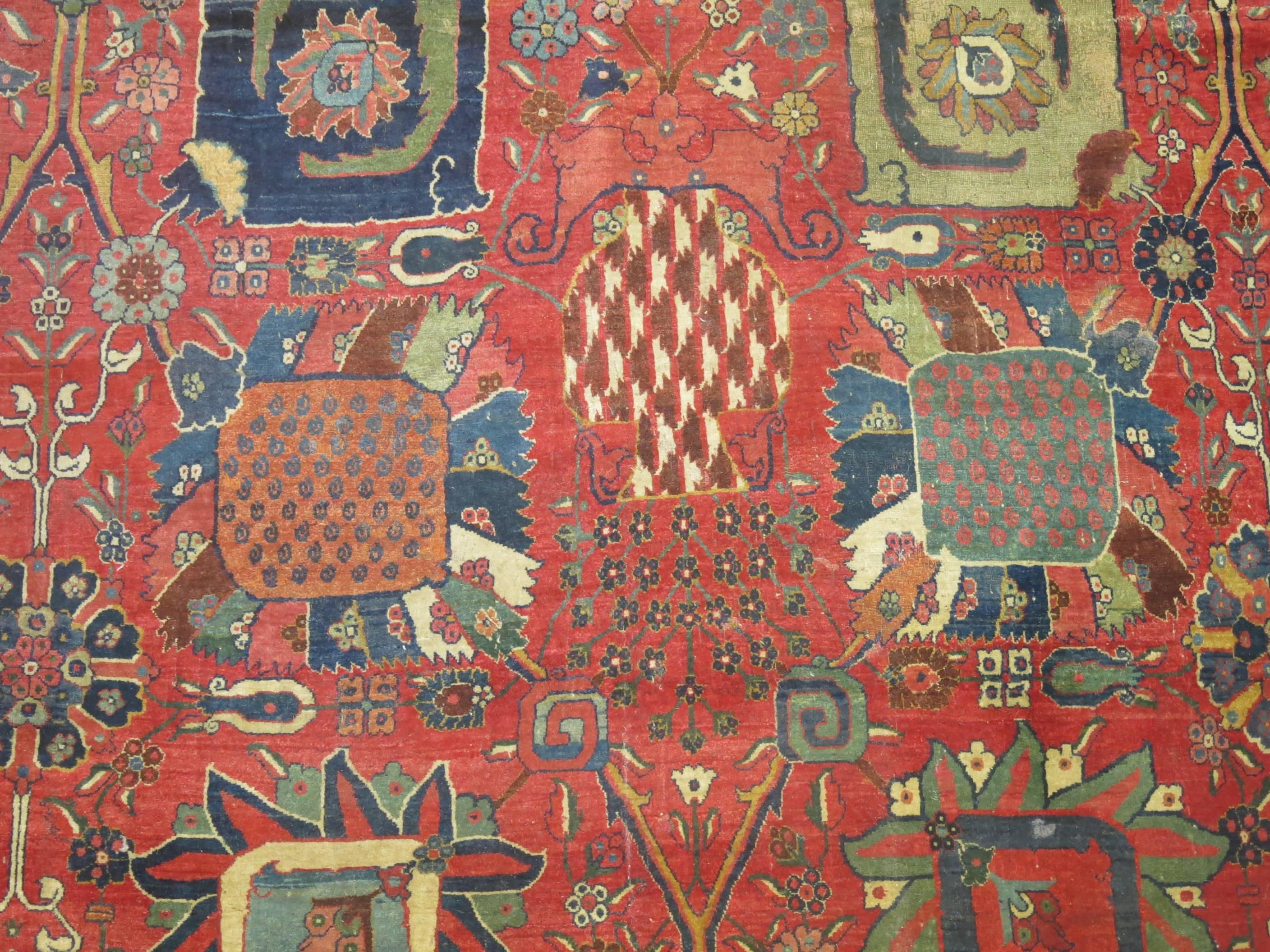 Agra Early 19th Century Antique Bidjar Carpet For Sale