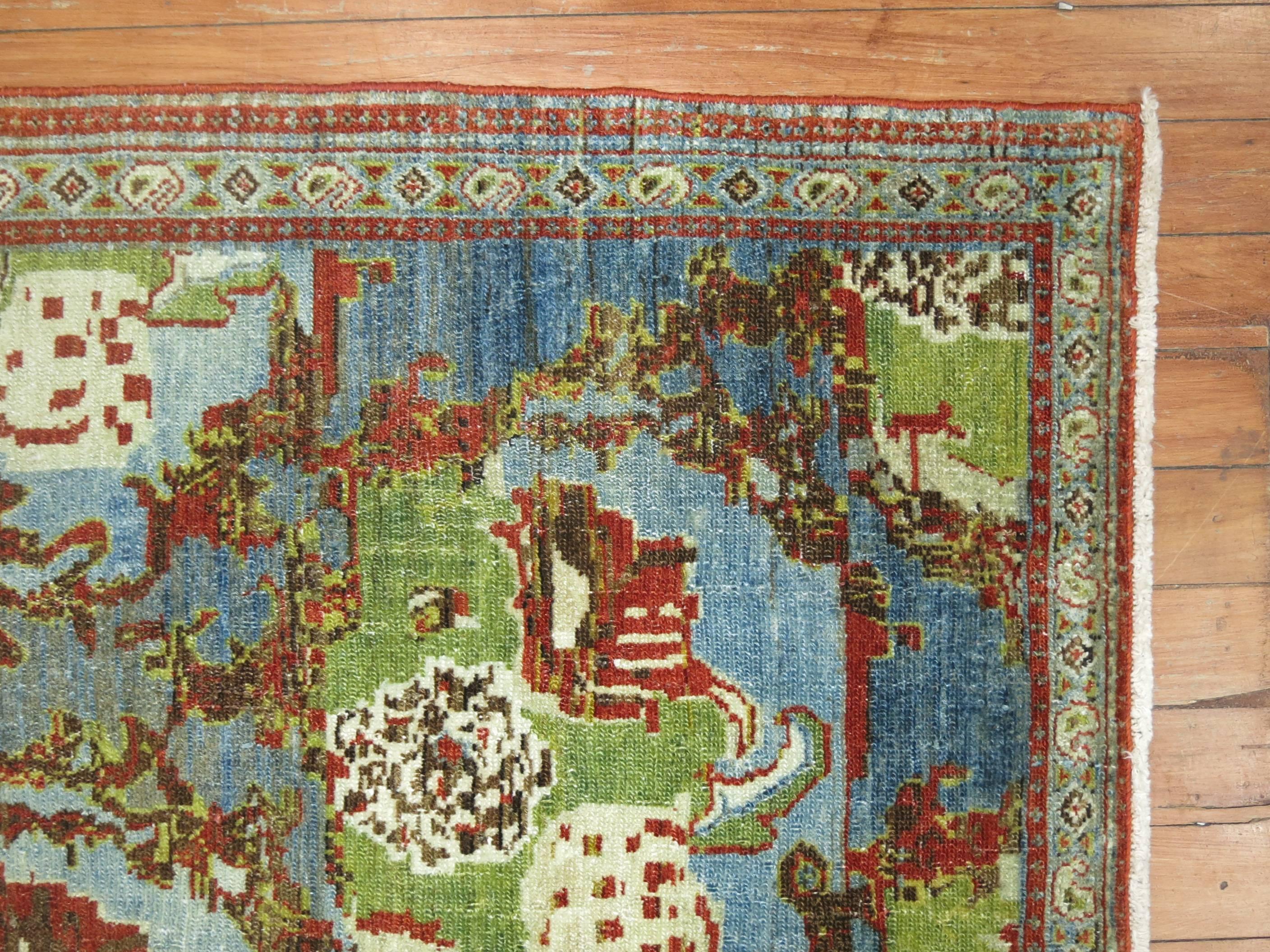 Zabihi Collection Schöner Mini Antiker Persischer Senneh Teppich (Handgewebt) im Angebot