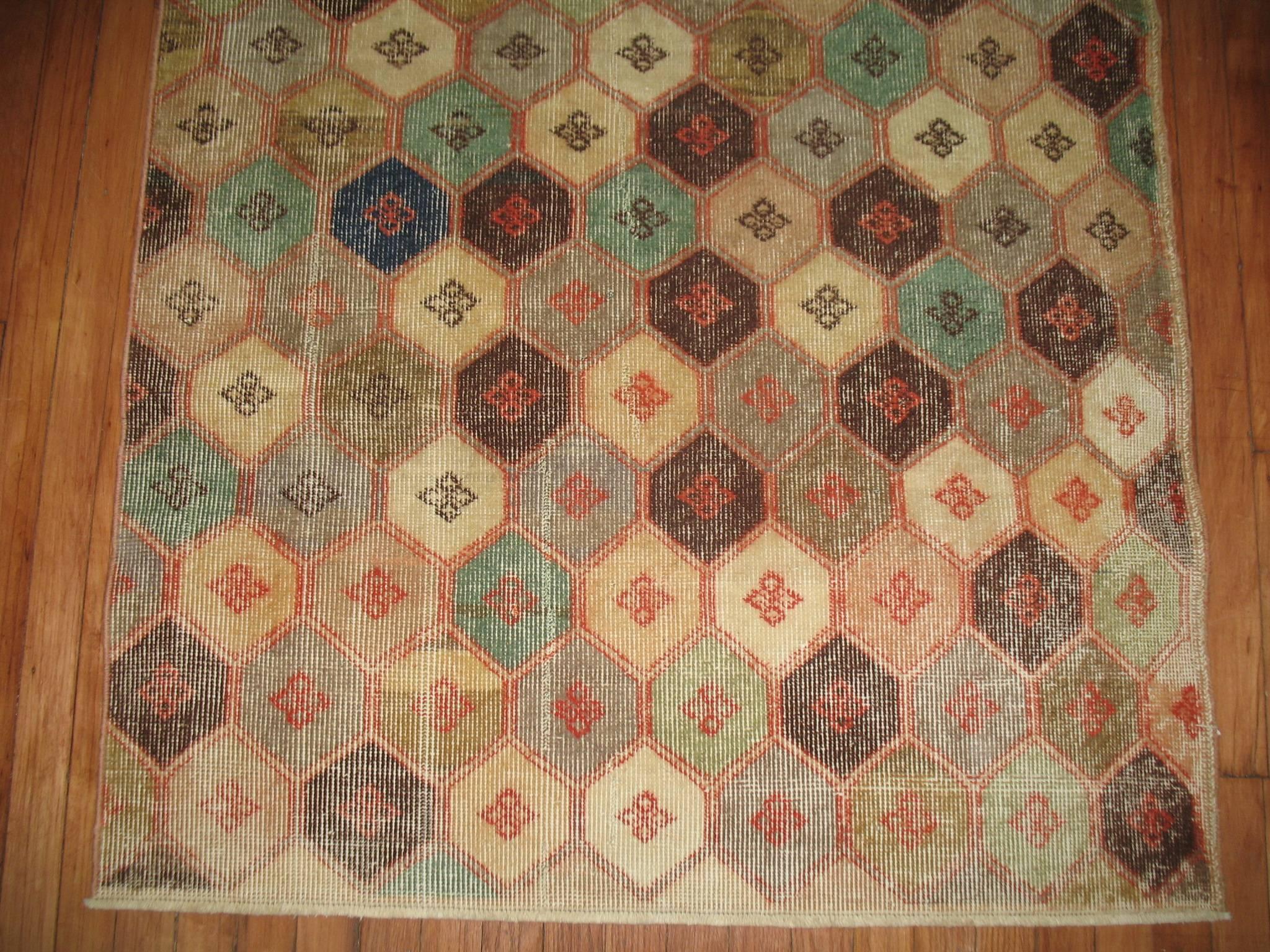 Vintage Turkish deco scatter rug.