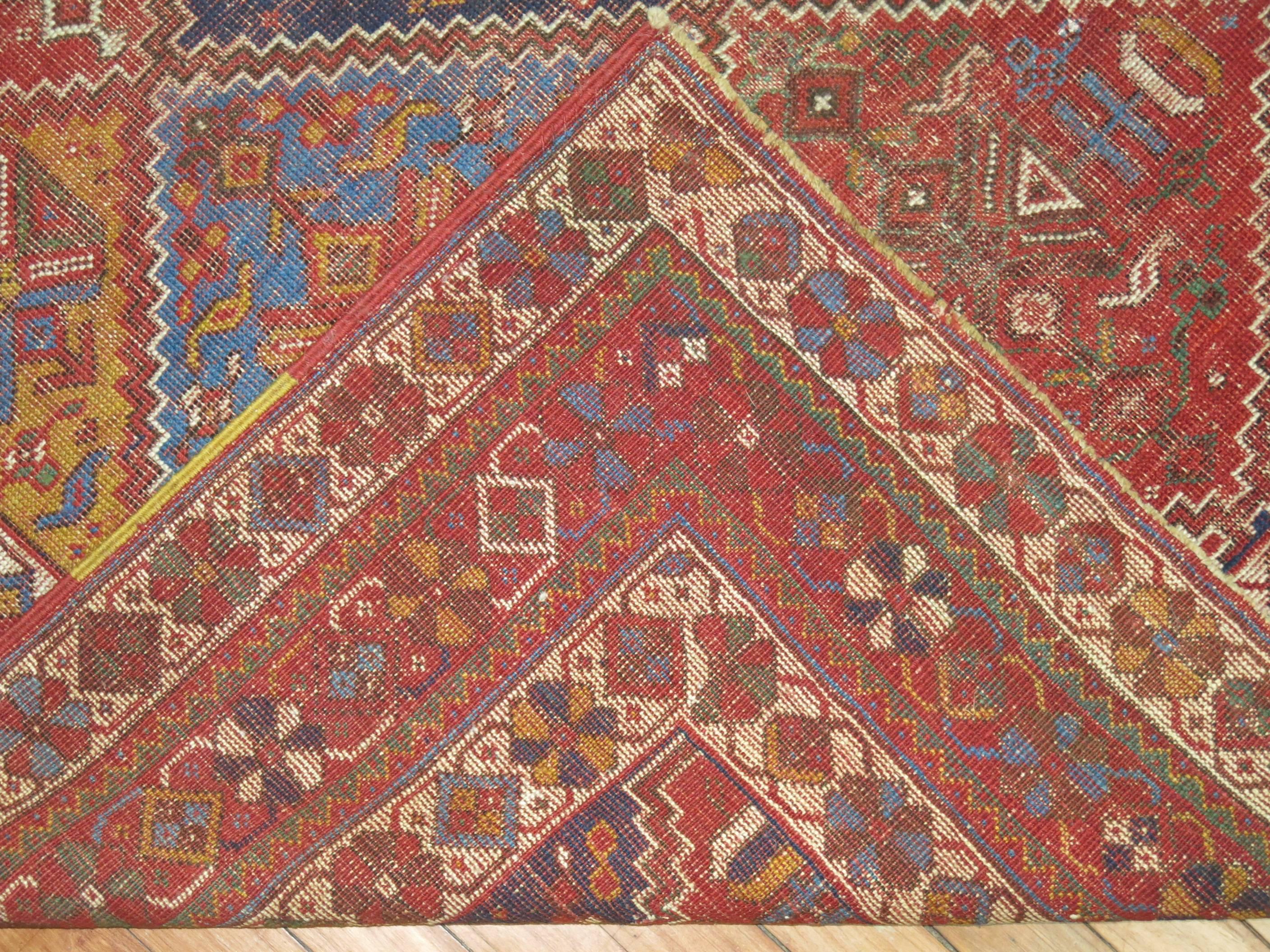 20th Century Zabihi Collection Persian Colorful Tribal Accent Size Rug For Sale