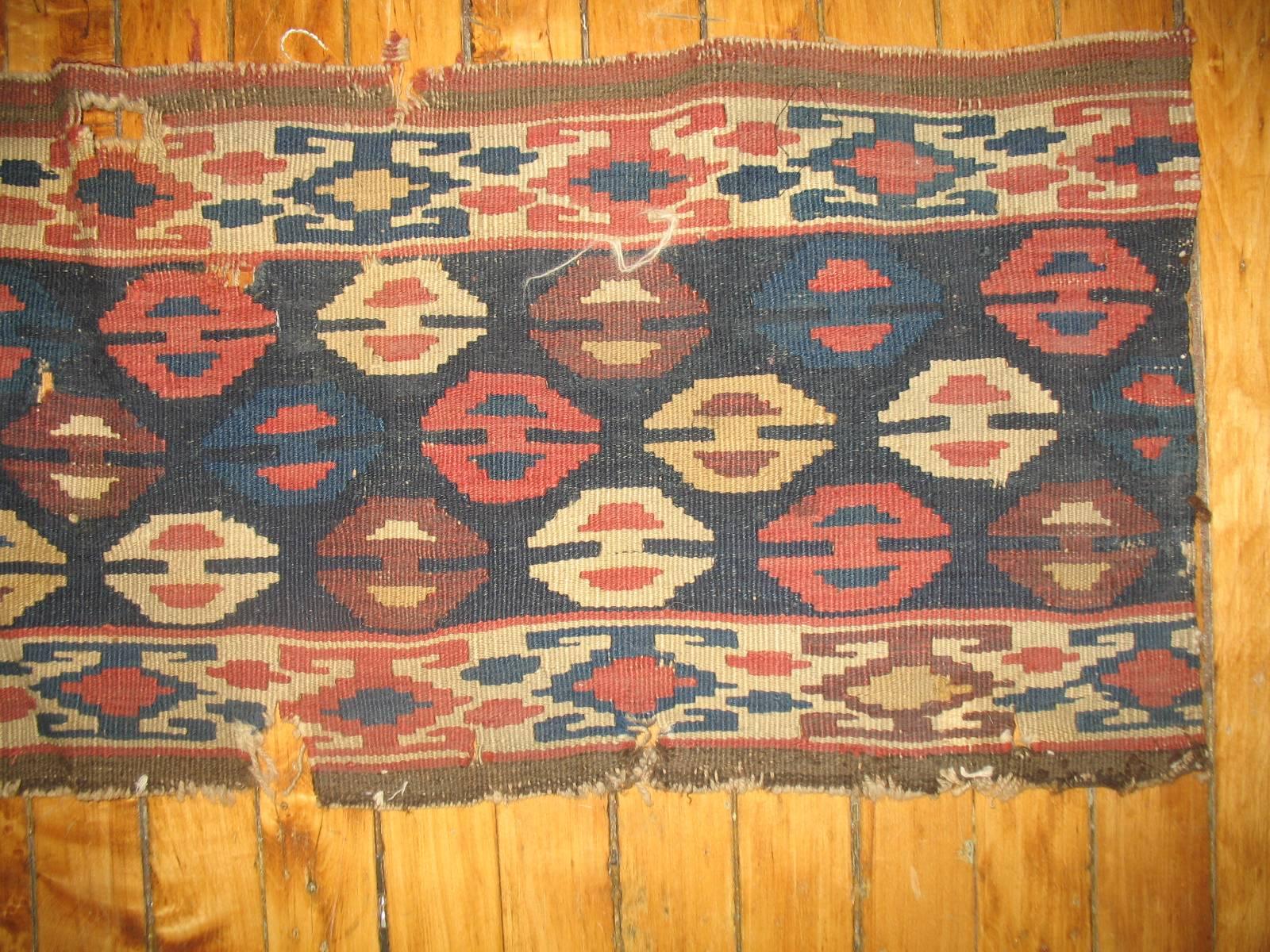 Hand-Woven Pair of 19th Century Persian Kilim Fragments
