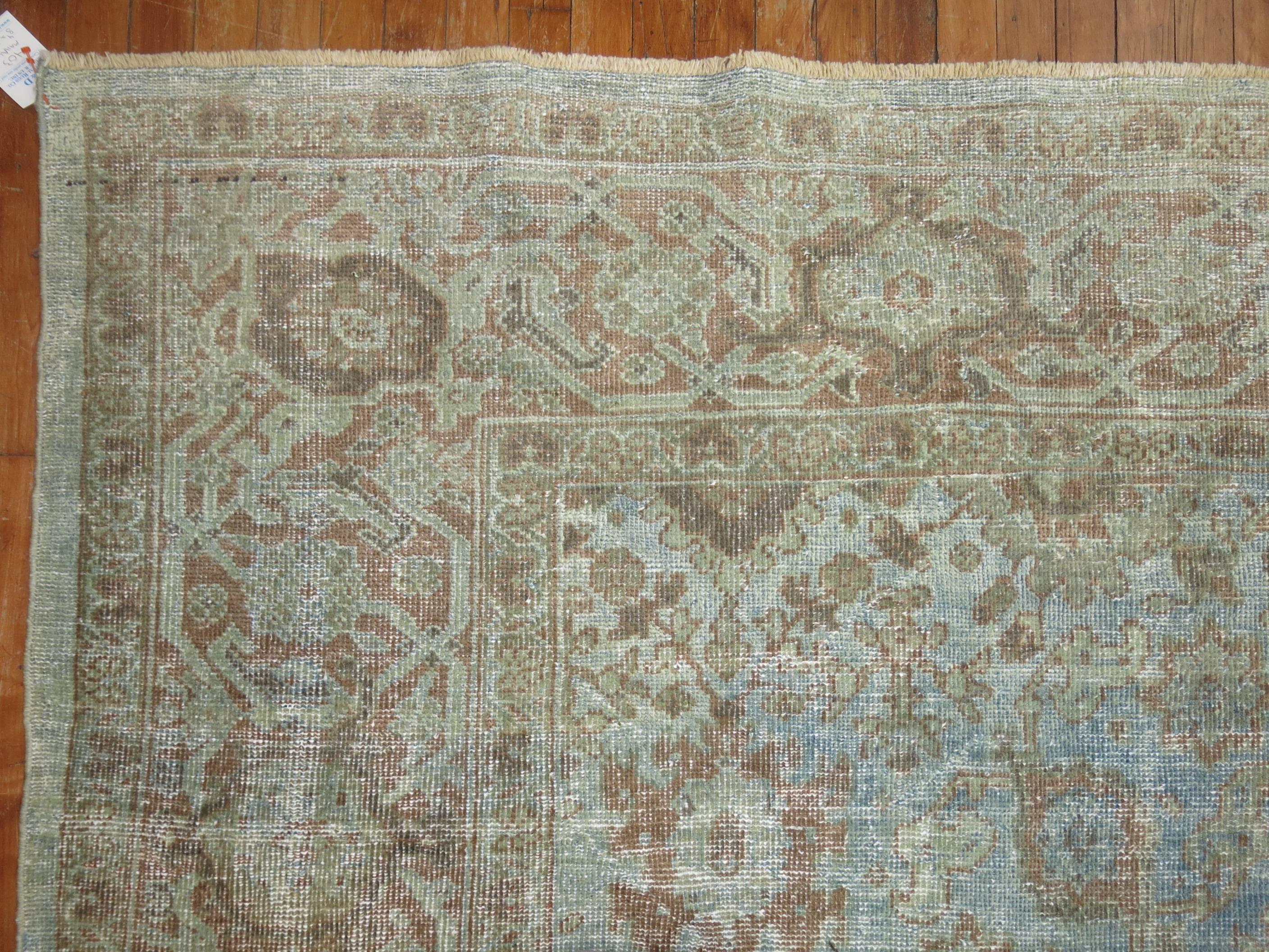 Post-Modern Antique Persian Mahal Rug in Water Colors For Sale