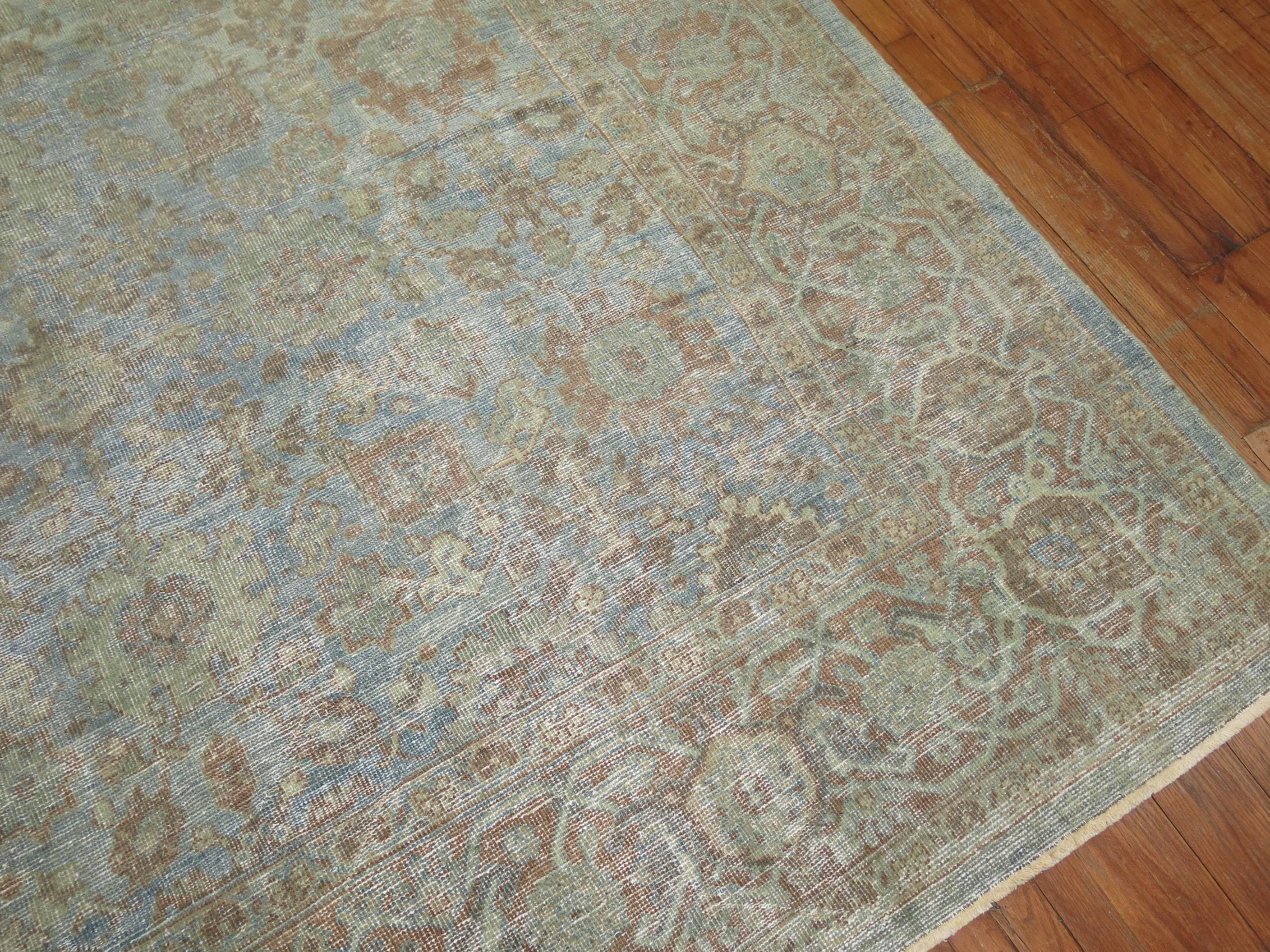 20th Century Antique Persian Mahal Rug in Water Colors For Sale