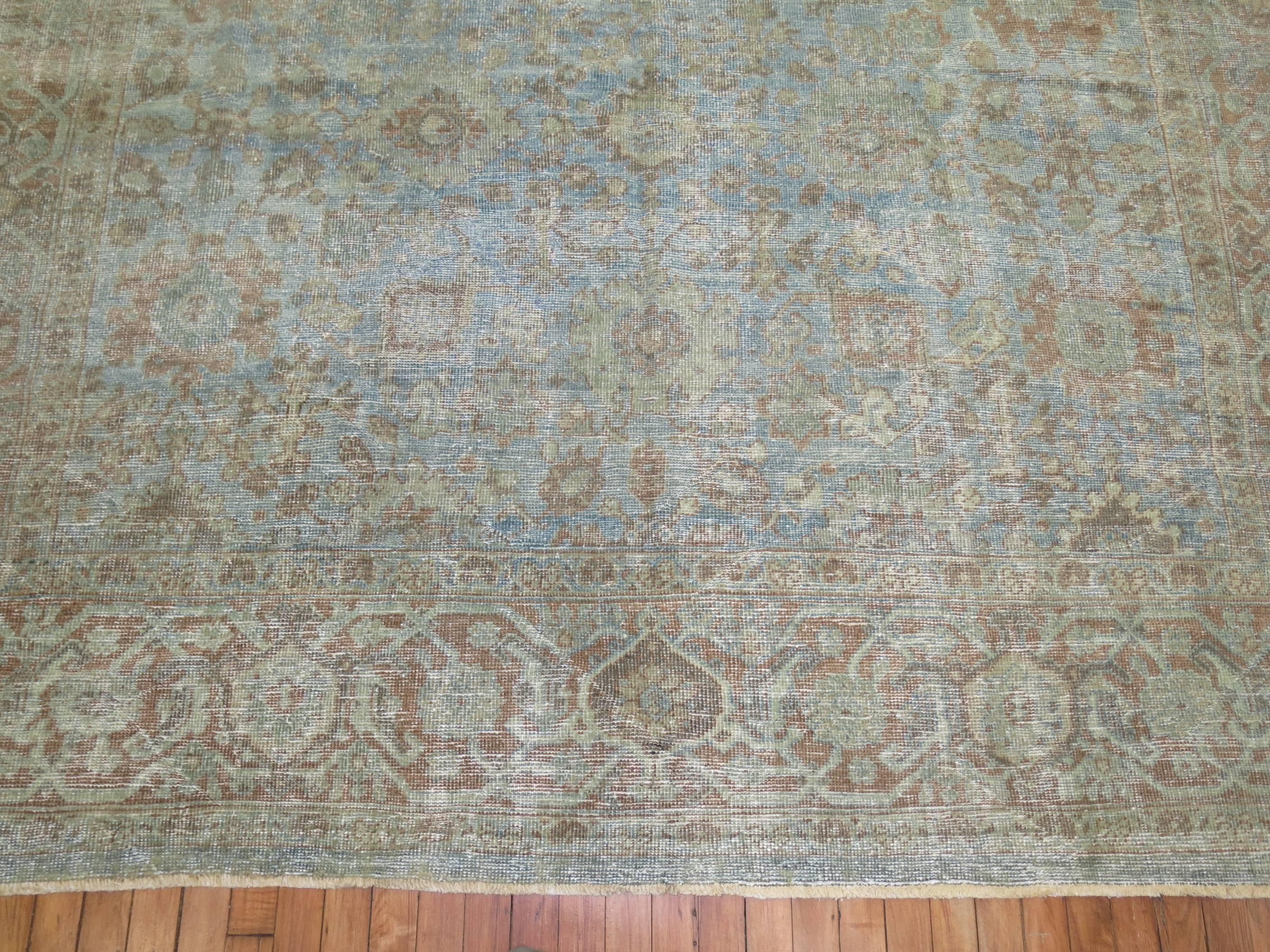 Antique Persian Mahal Rug in Water Colors For Sale 1