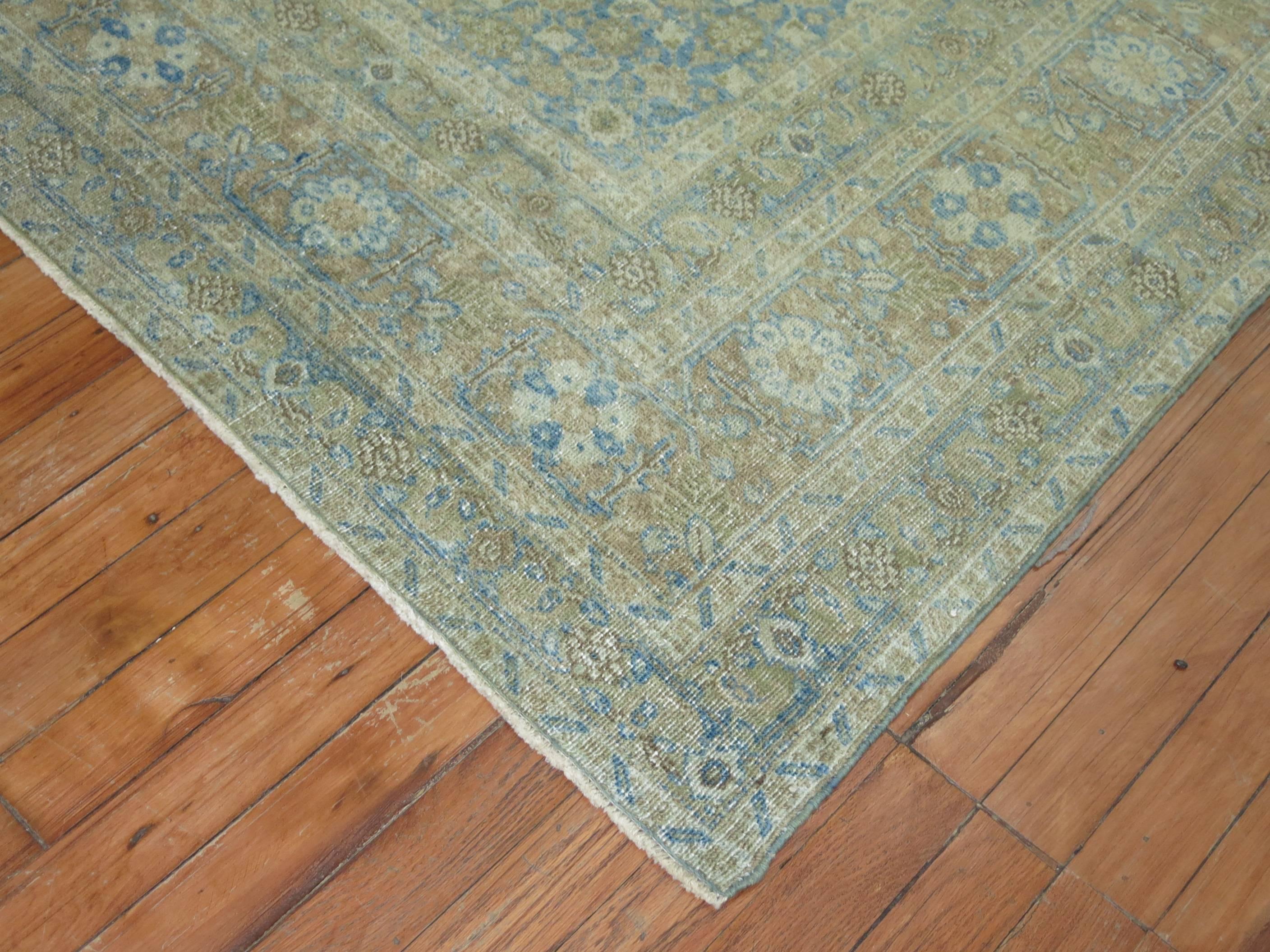 20th Century Powder Blue Persian Tabriz Rug