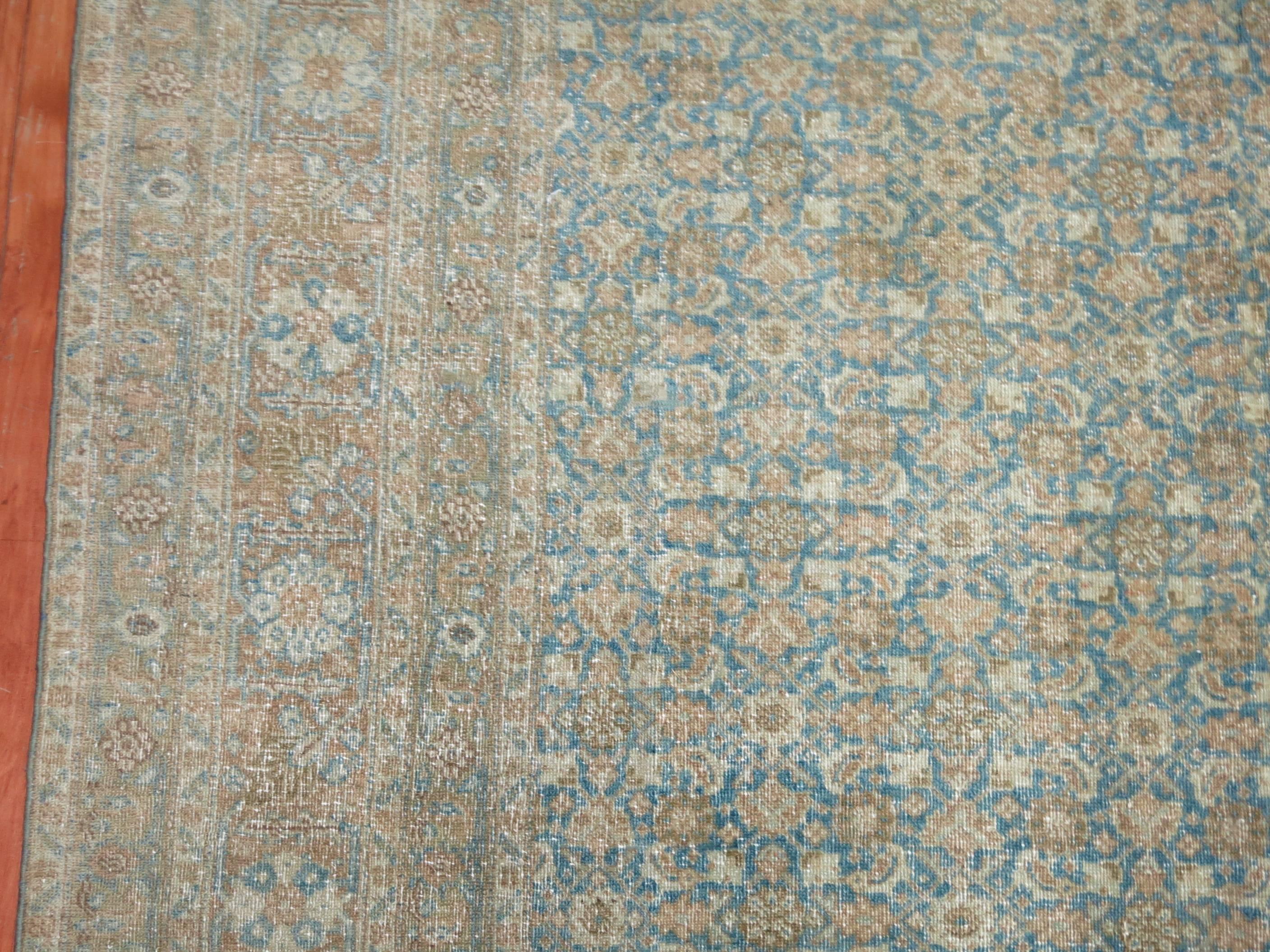 Wool Powder Blue Persian Tabriz Rug