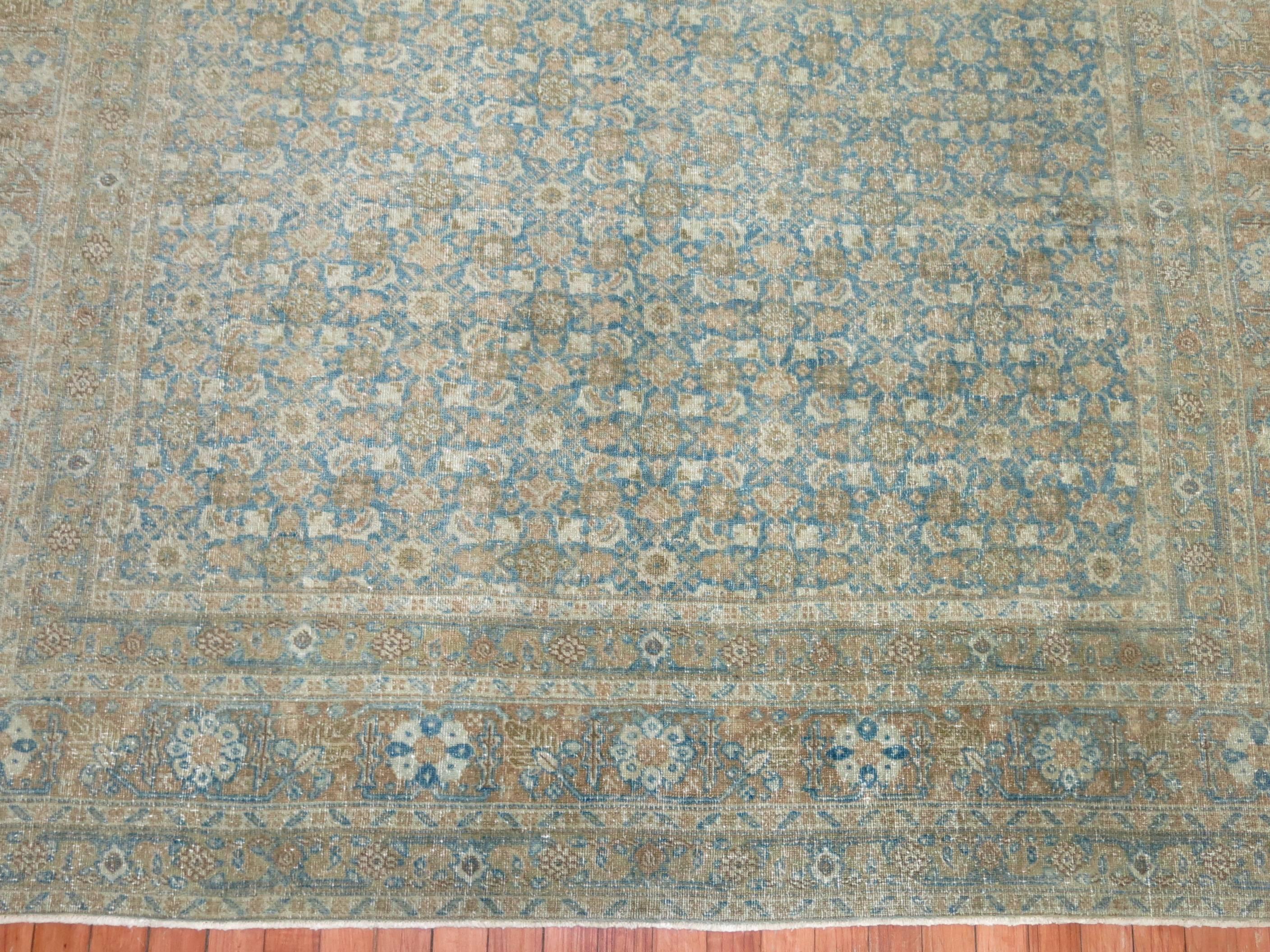 Powder Blue Persian Tabriz Rug 1