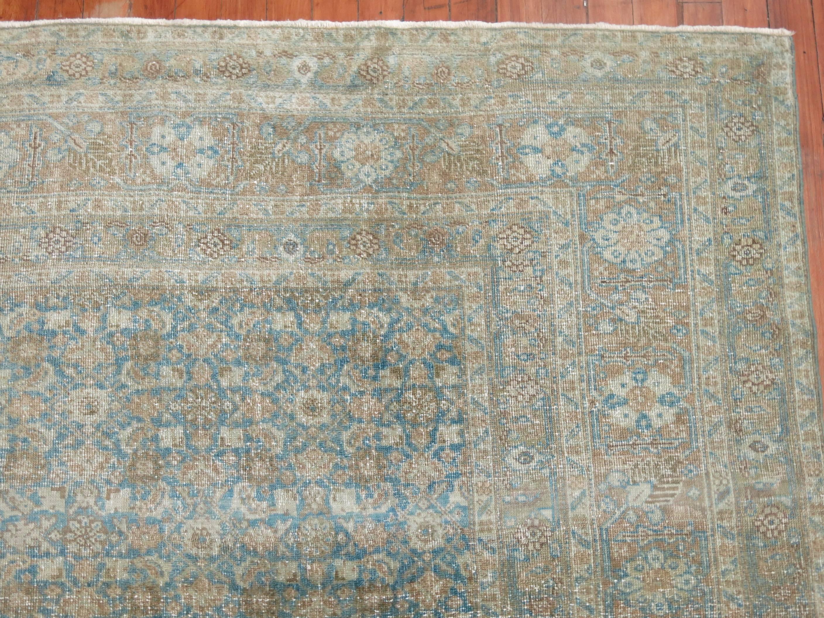 Powder Blue Persian Tabriz Rug 2