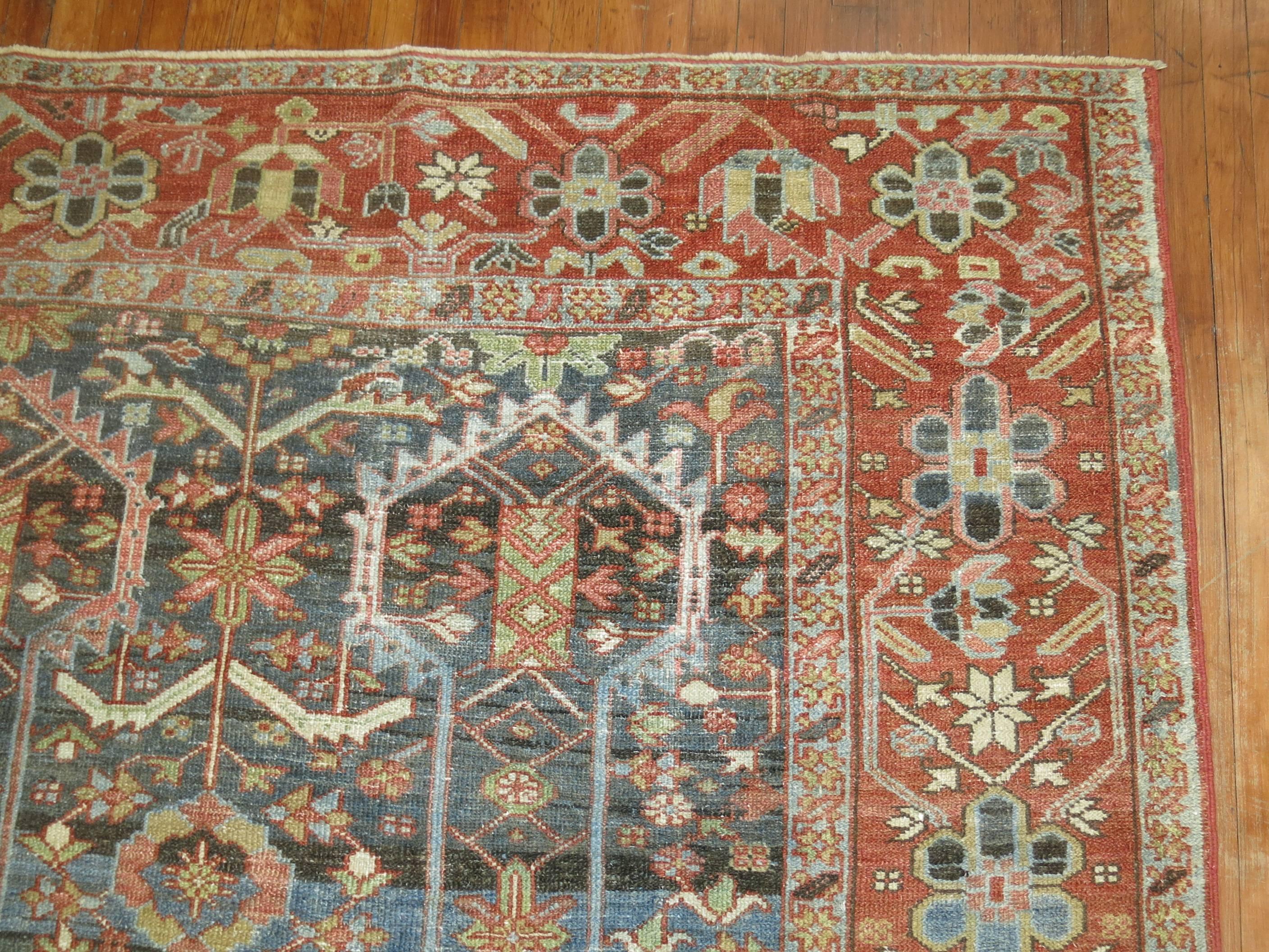 Antique Persian Heriz Decorative Rug In Good Condition For Sale In New York, NY
