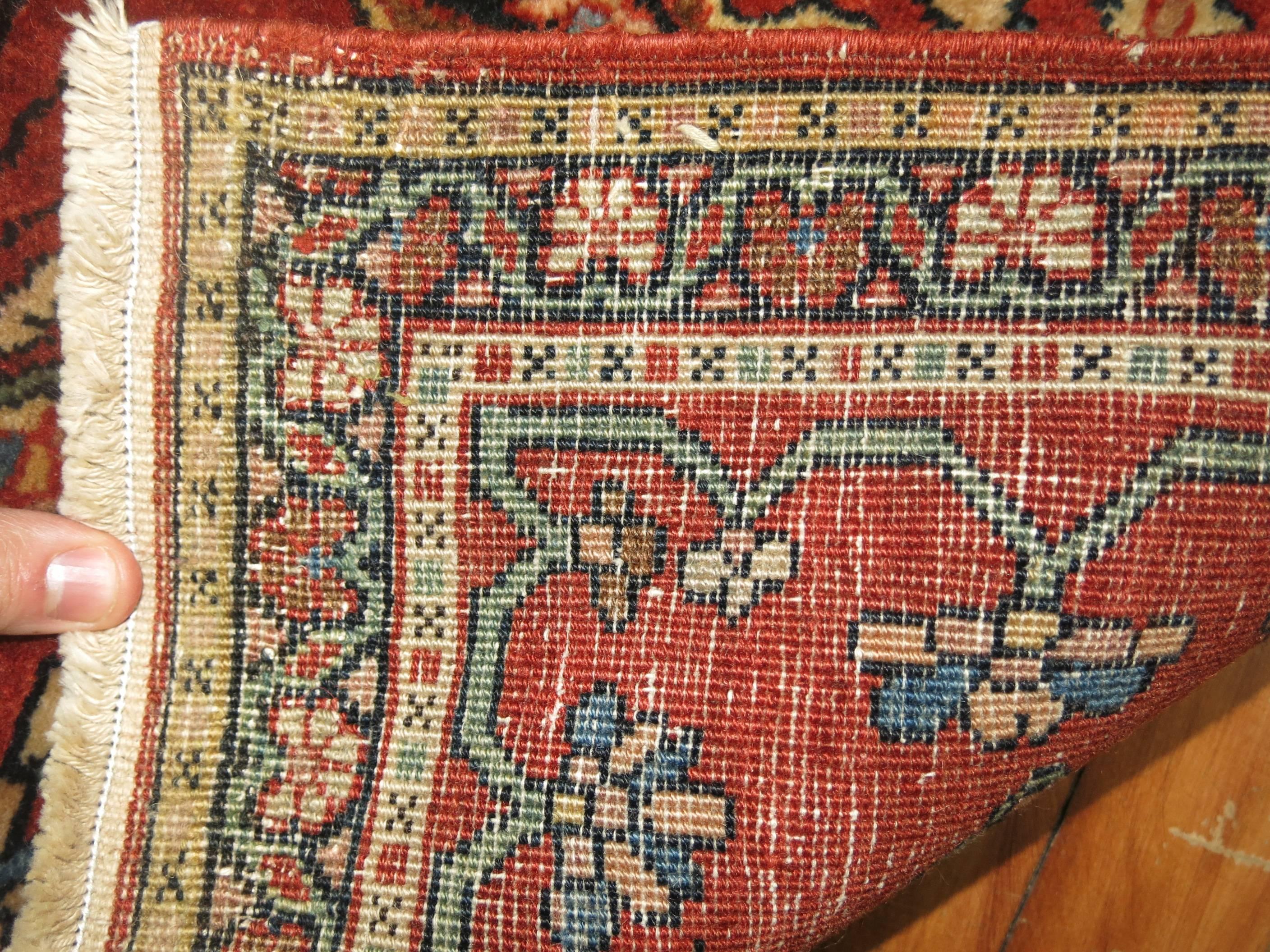 Hand-Woven Traditional Full Pile Mat Size Antique Sarouk Ferehan Rug For Sale