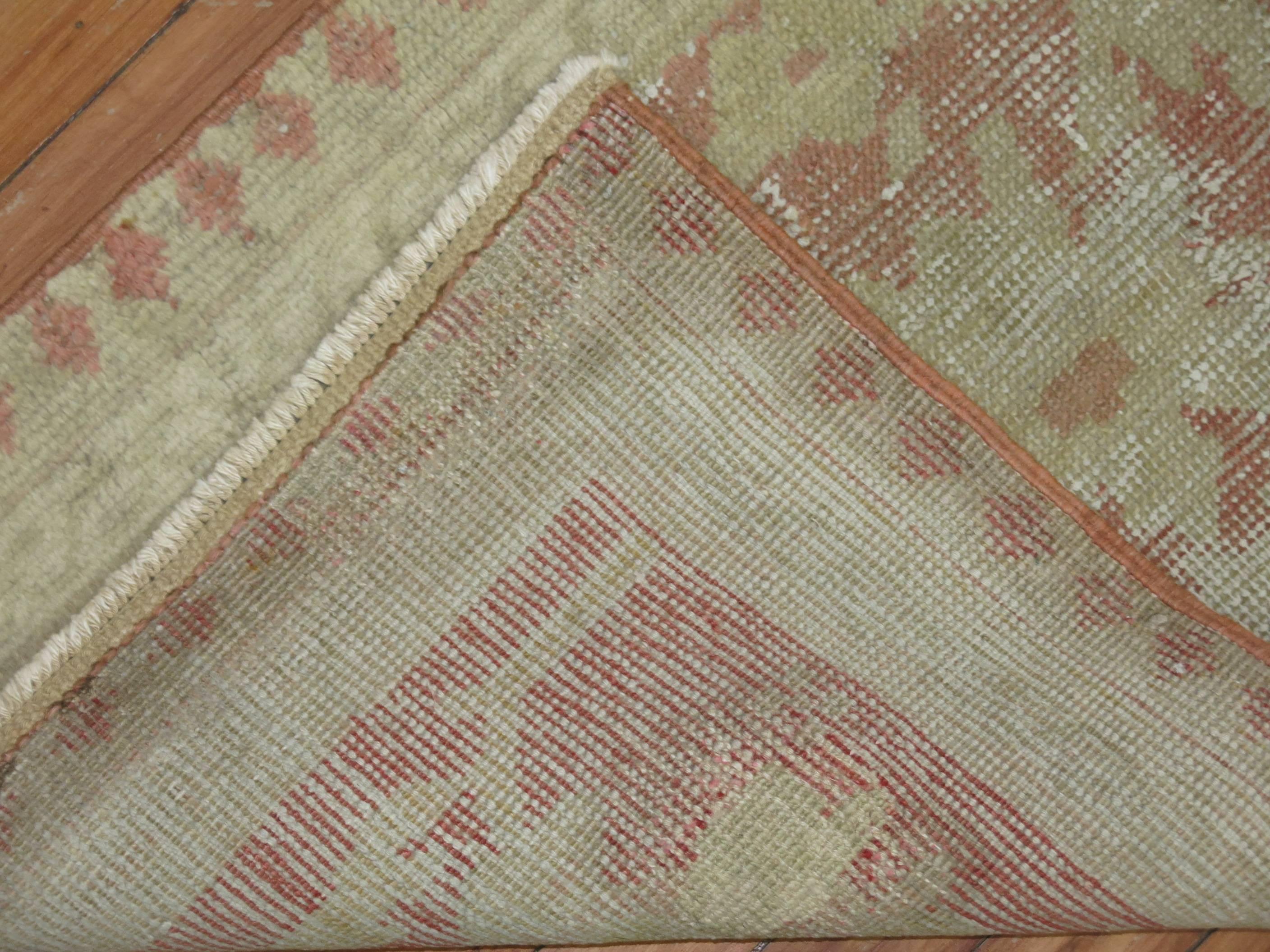 Turn of the 20th century Antique Turkish Oushak runner in soft pink

2' x 8'6''


Antique Turkish Oushak runners such as these are desirable today as highly decorative pieces. Lots of demand for Shabby Chic/worn rugs as they go well in any type of