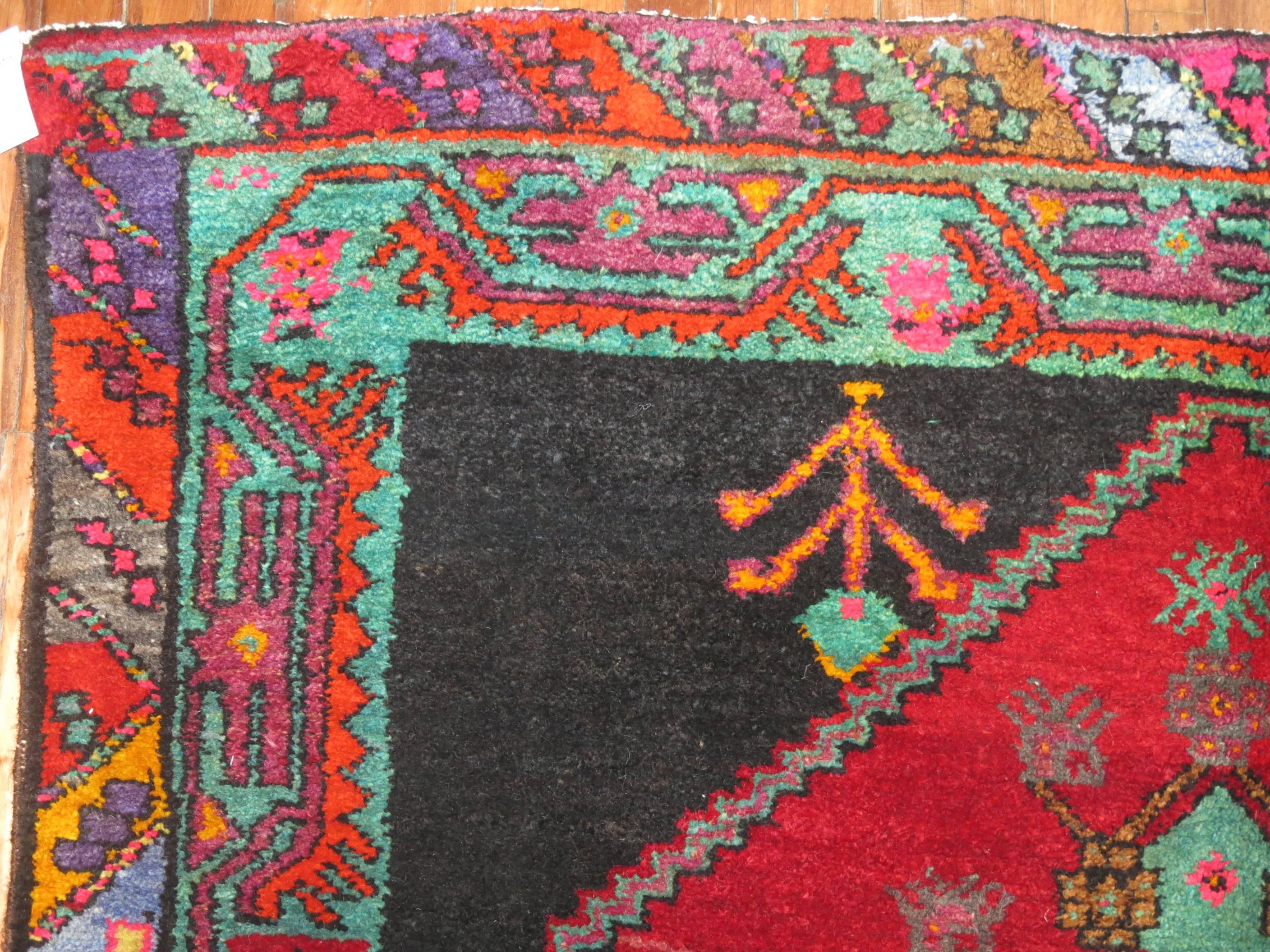 Zabihi Collection Vintage Turkish Kars Corridor Size Rug In Good Condition For Sale In New York, NY