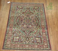 Zabihi Collection Botanical Celadon Green Kerman Rug