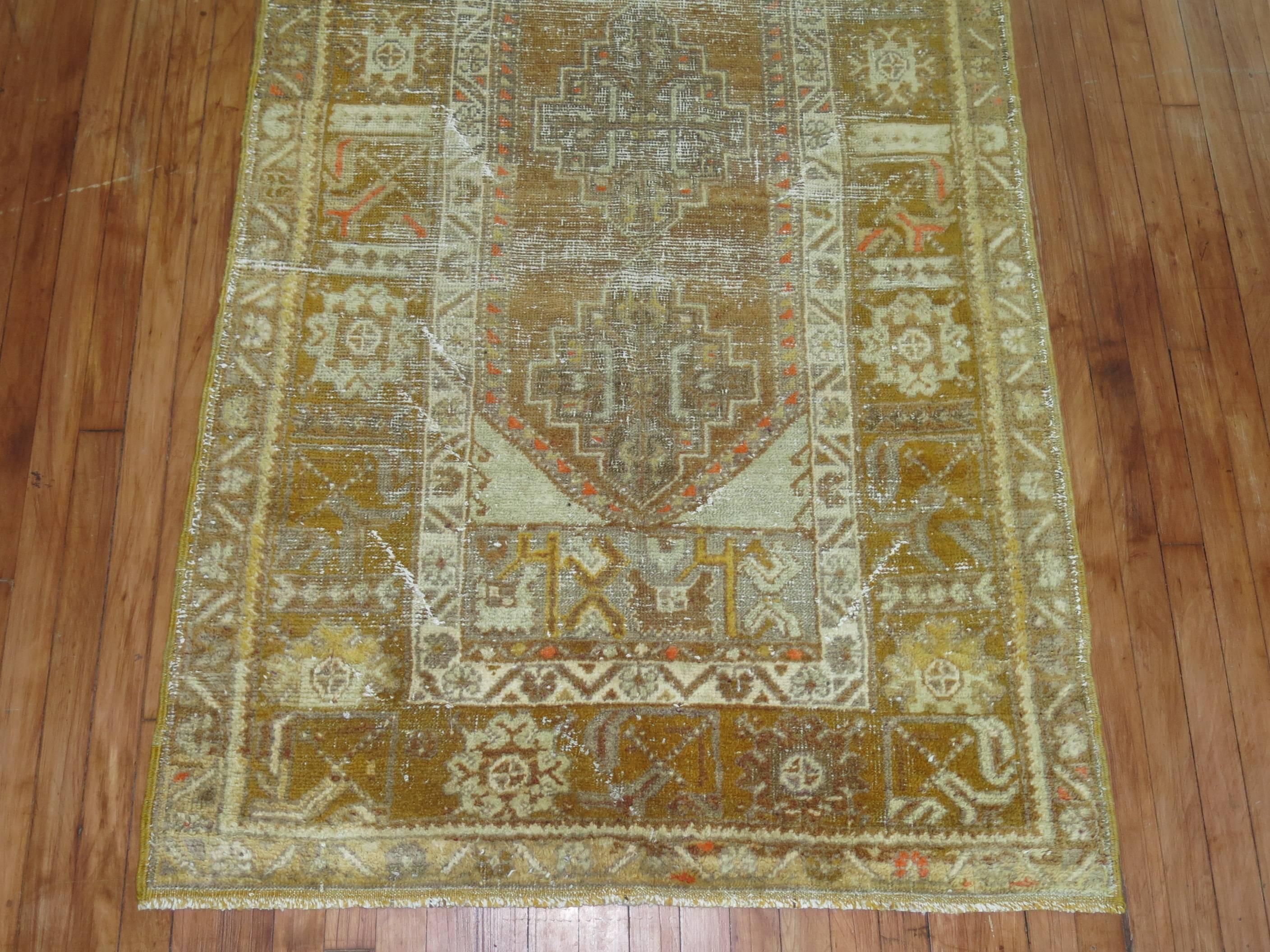 Hand-Knotted Distressed Turkish Anatolian Runner