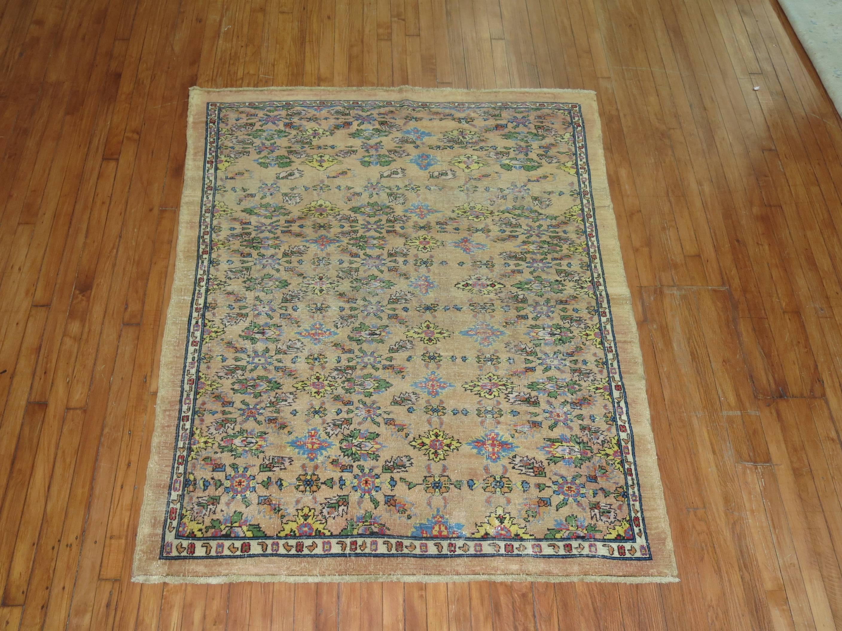 Antique Persian Mahal Square Wool Foyer Size Rug For Sale 2