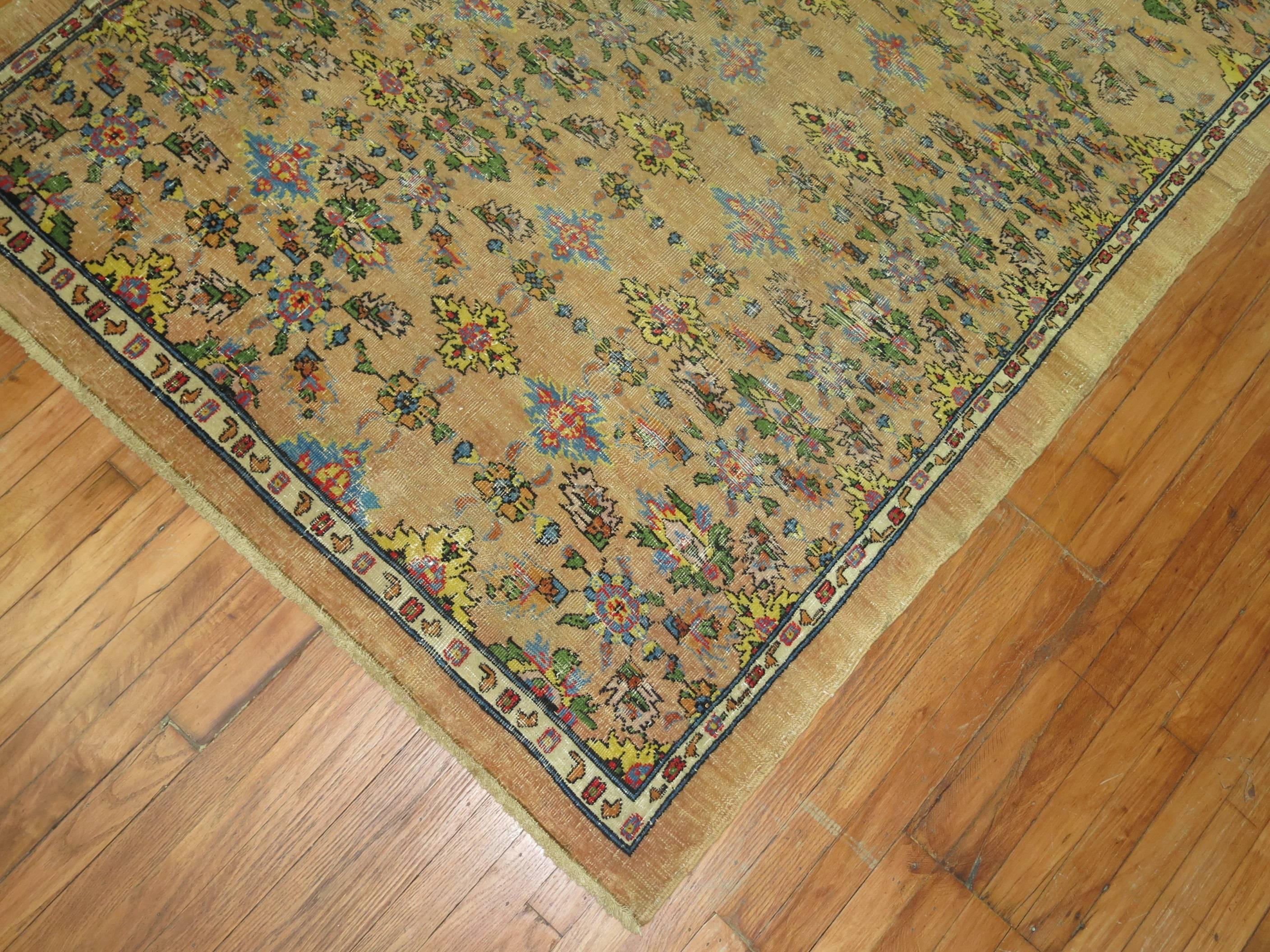 Persian Mahal square size carpet with an eloquent and colorful all-over design on a flesh colored field,

circa 1940, measures: 5' x 6'2