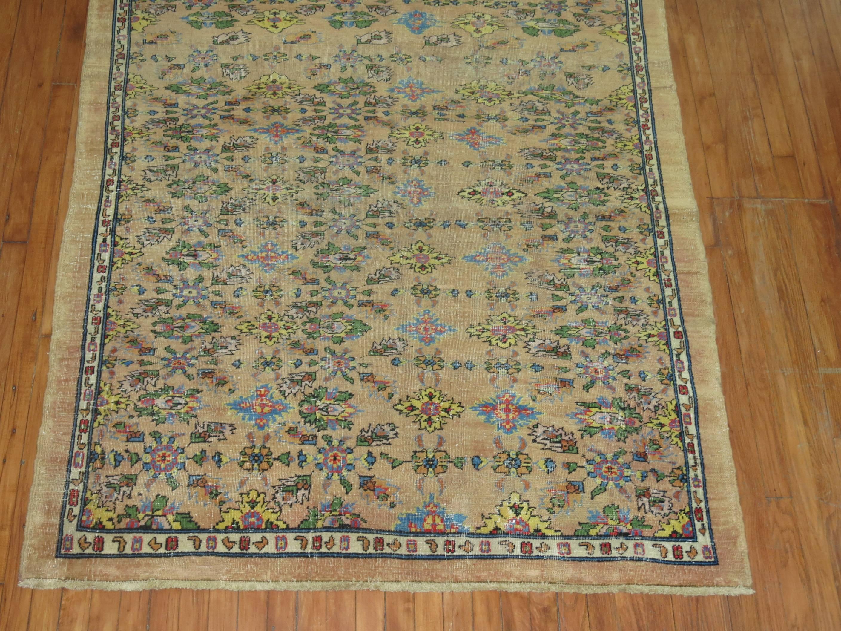 Hand-Knotted Antique Persian Mahal Square Wool Foyer Size Rug For Sale