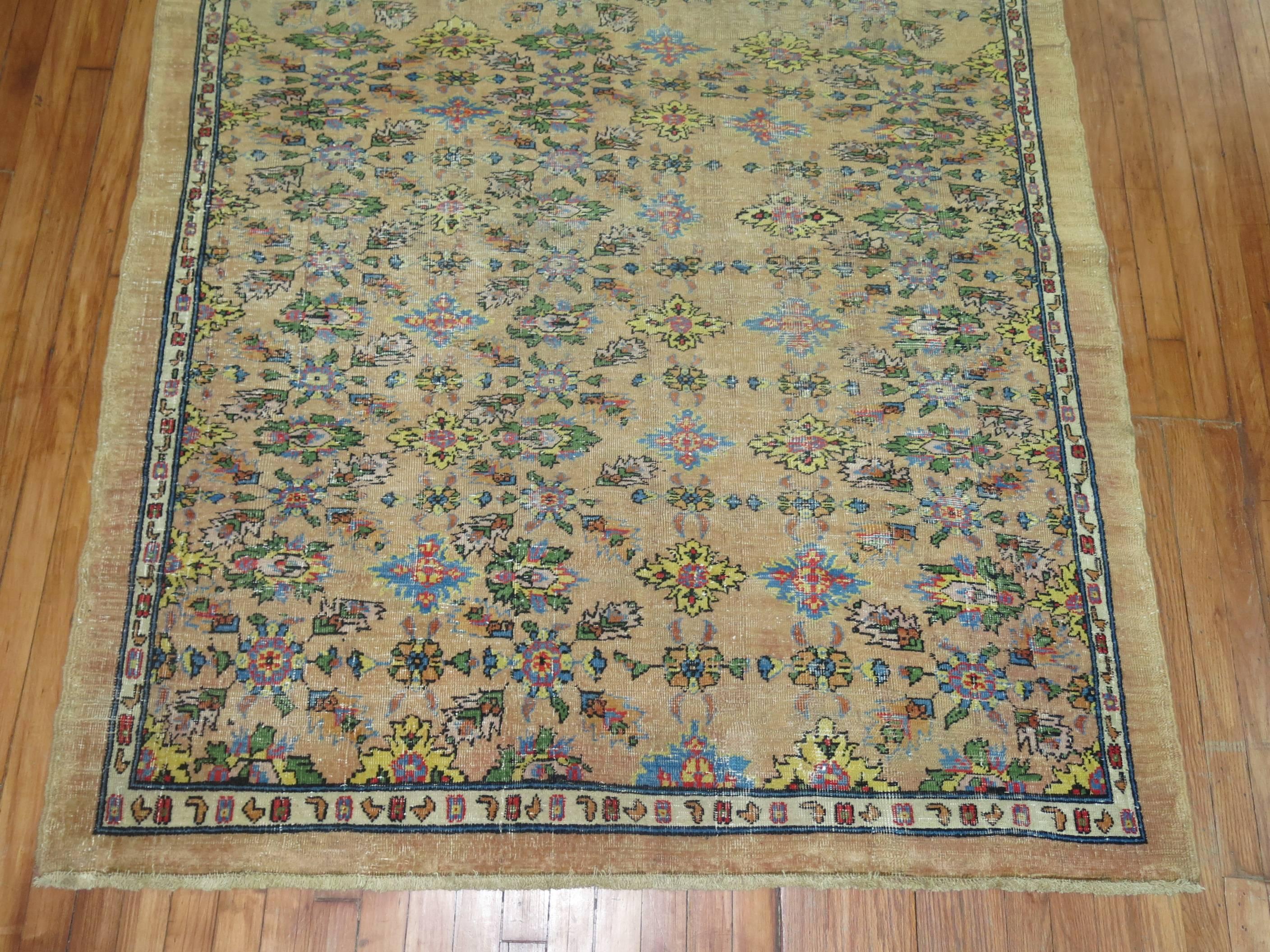 Antique Persian Mahal Square Wool Foyer Size Rug In Good Condition For Sale In New York, NY