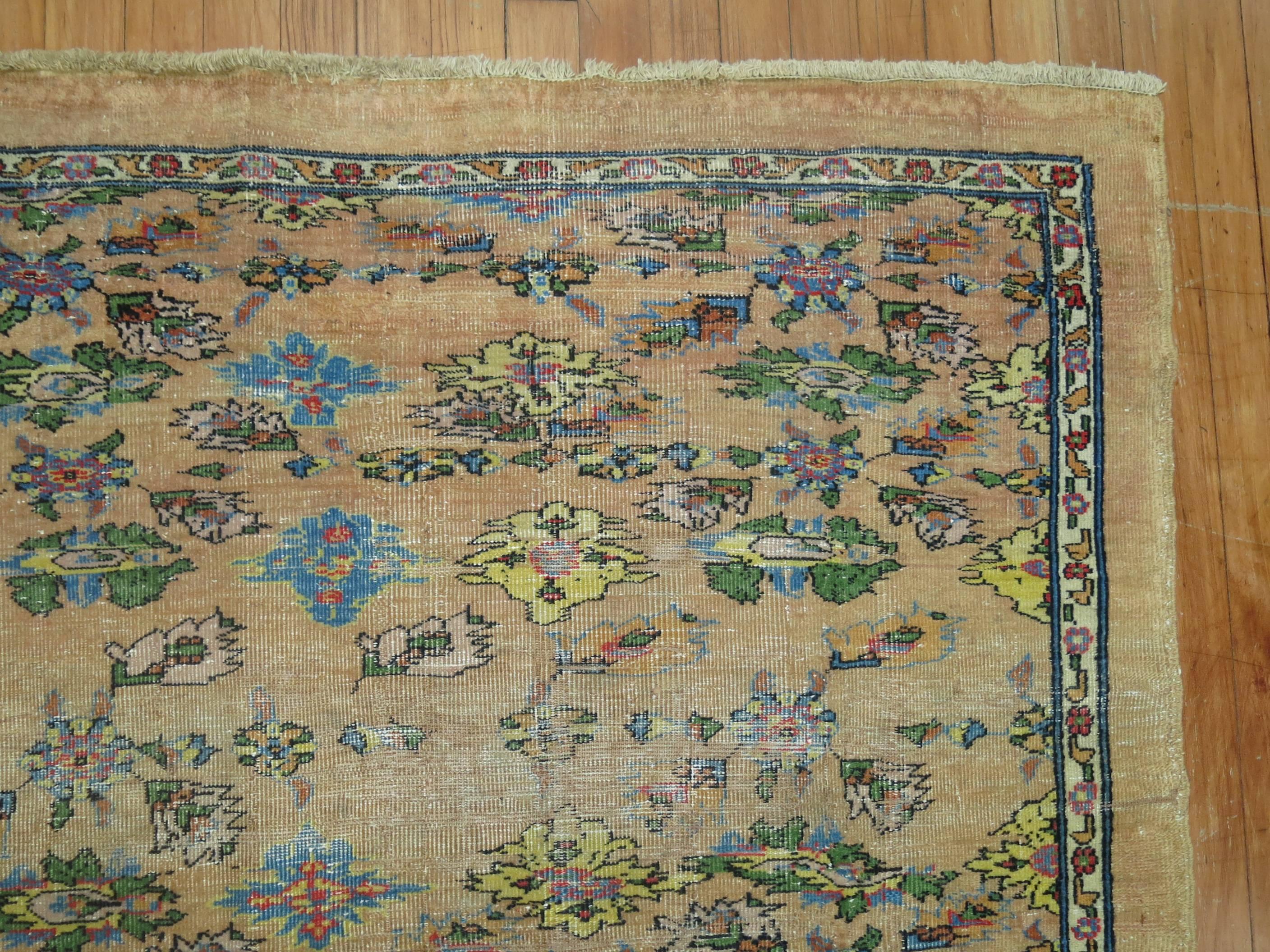 20th Century Antique Persian Mahal Square Wool Foyer Size Rug For Sale
