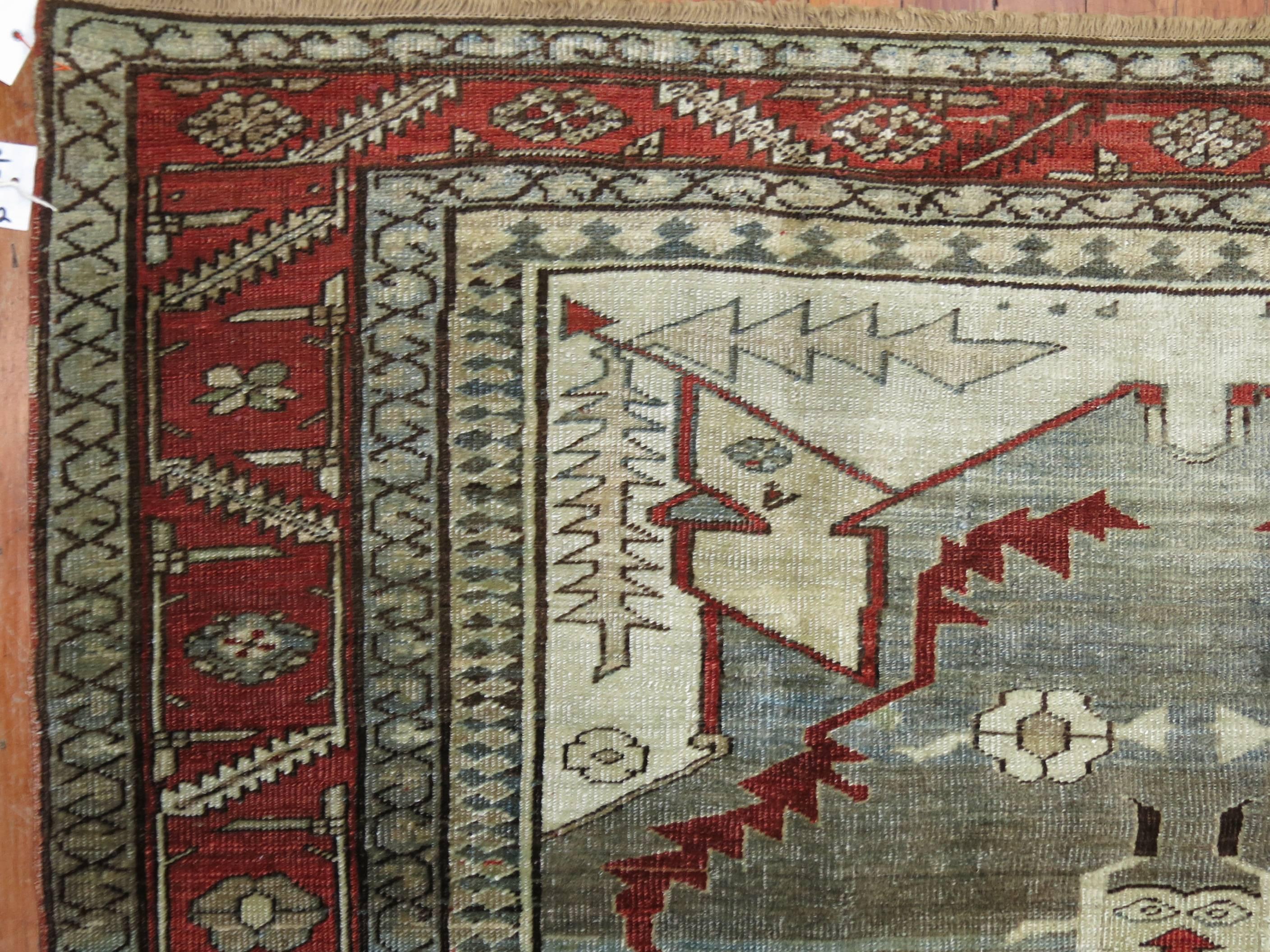 Perse Tapis pictural persan antique Serapi en vente