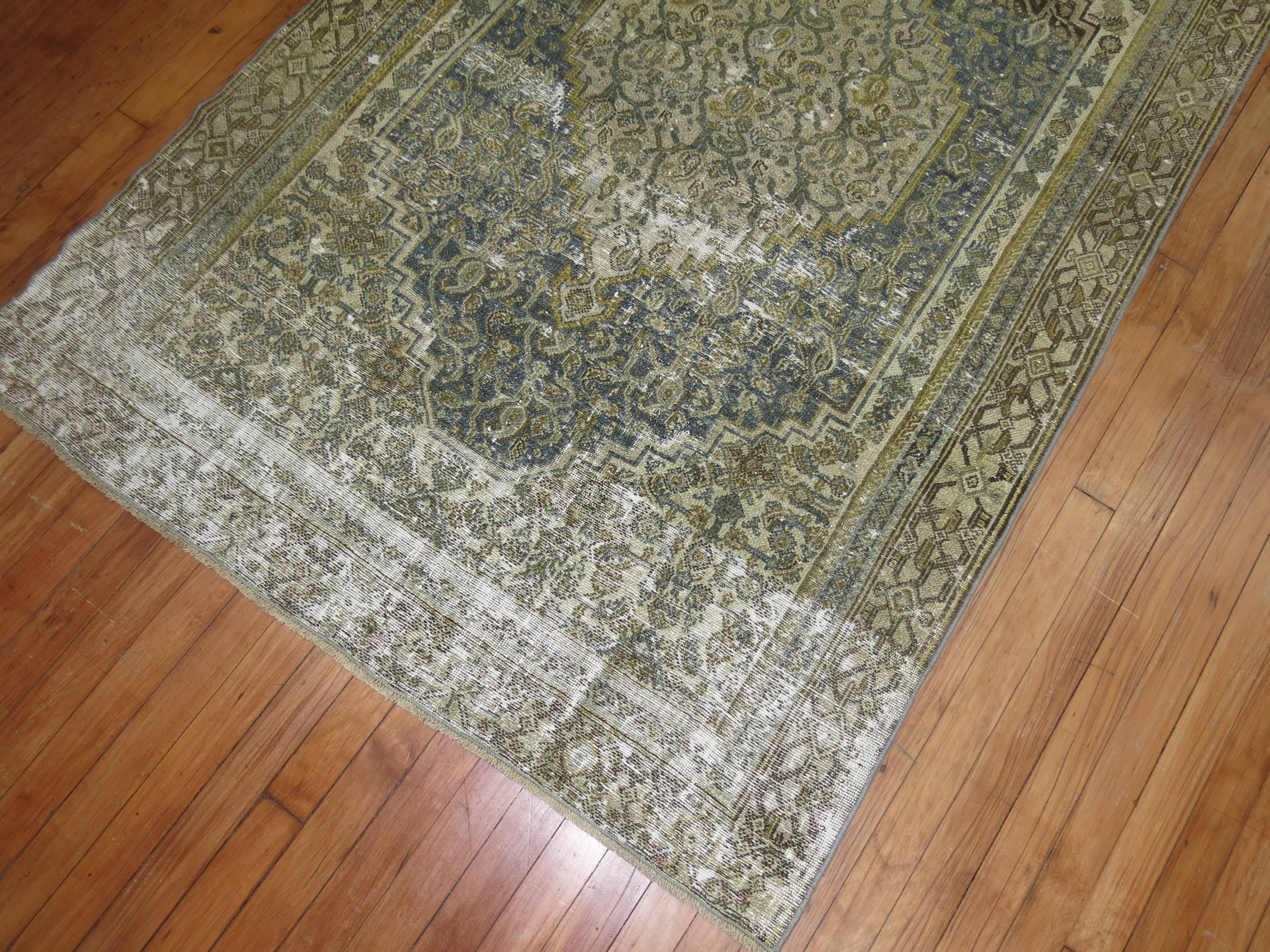 Shabby Chic Persian Bibikabad Rug In Good Condition In New York, NY