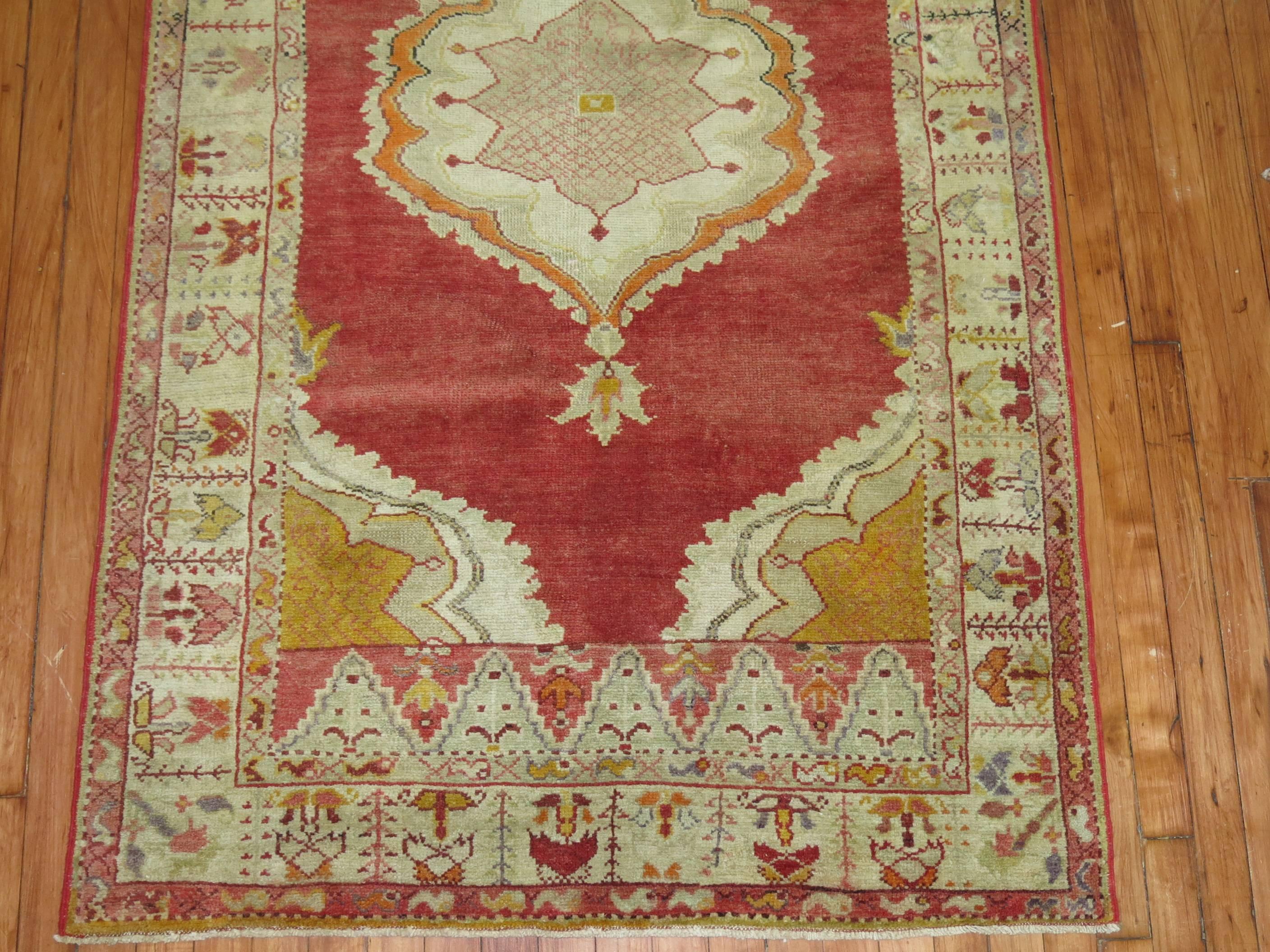 Hand-Woven Vintage Turkish Oushak Runner