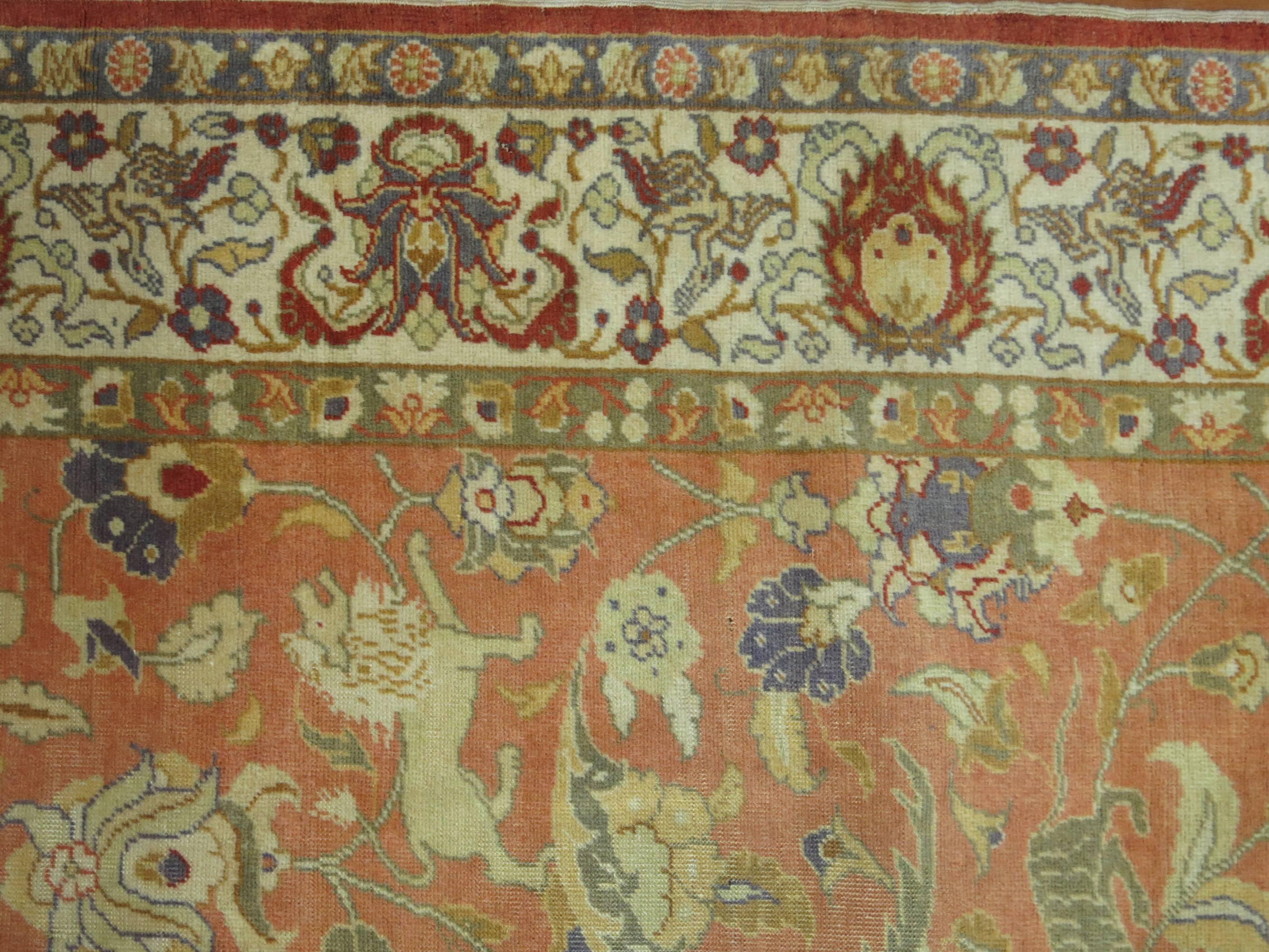 Wool Lions and Tigers Turkish Sivas Pictorial Rug
