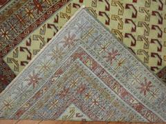 Ivory Light Blue Red Vintage Caucasian Shirvan Rug