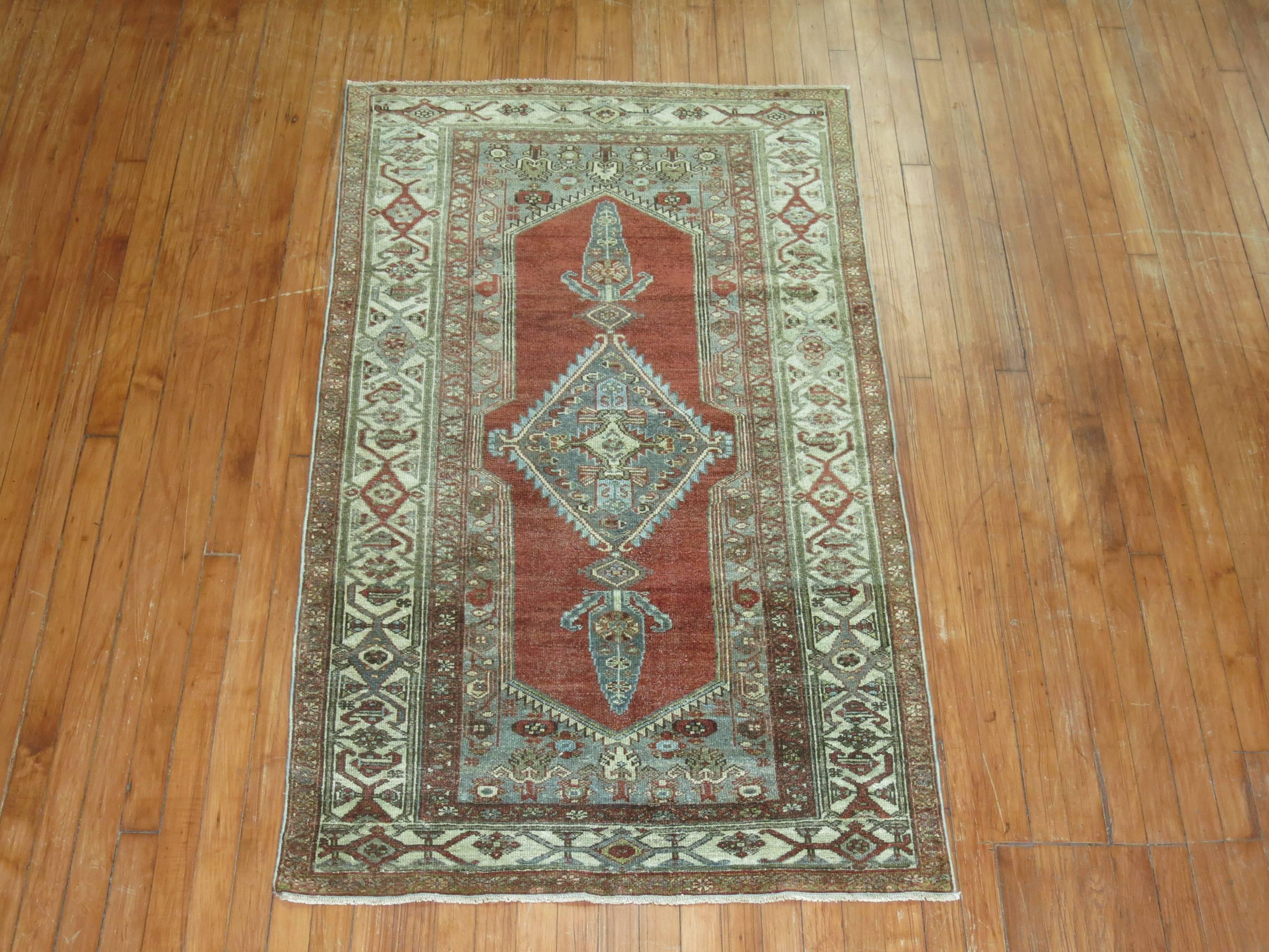 Tribal Brown Rust Hand-Made Antique Persian Malayer Oriental Throw Rug