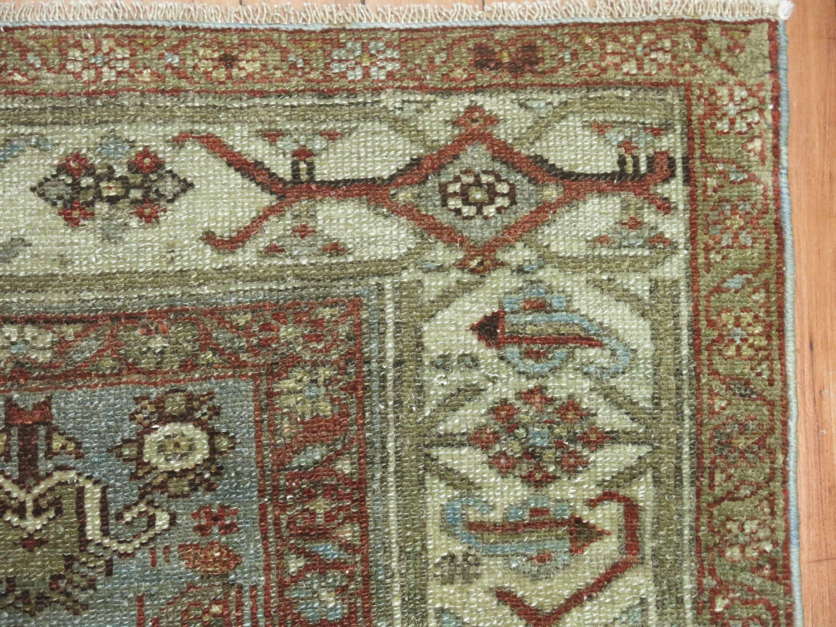 Brown Rust Hand-Made Antique Persian Malayer Oriental Throw Rug In Good Condition In New York, NY