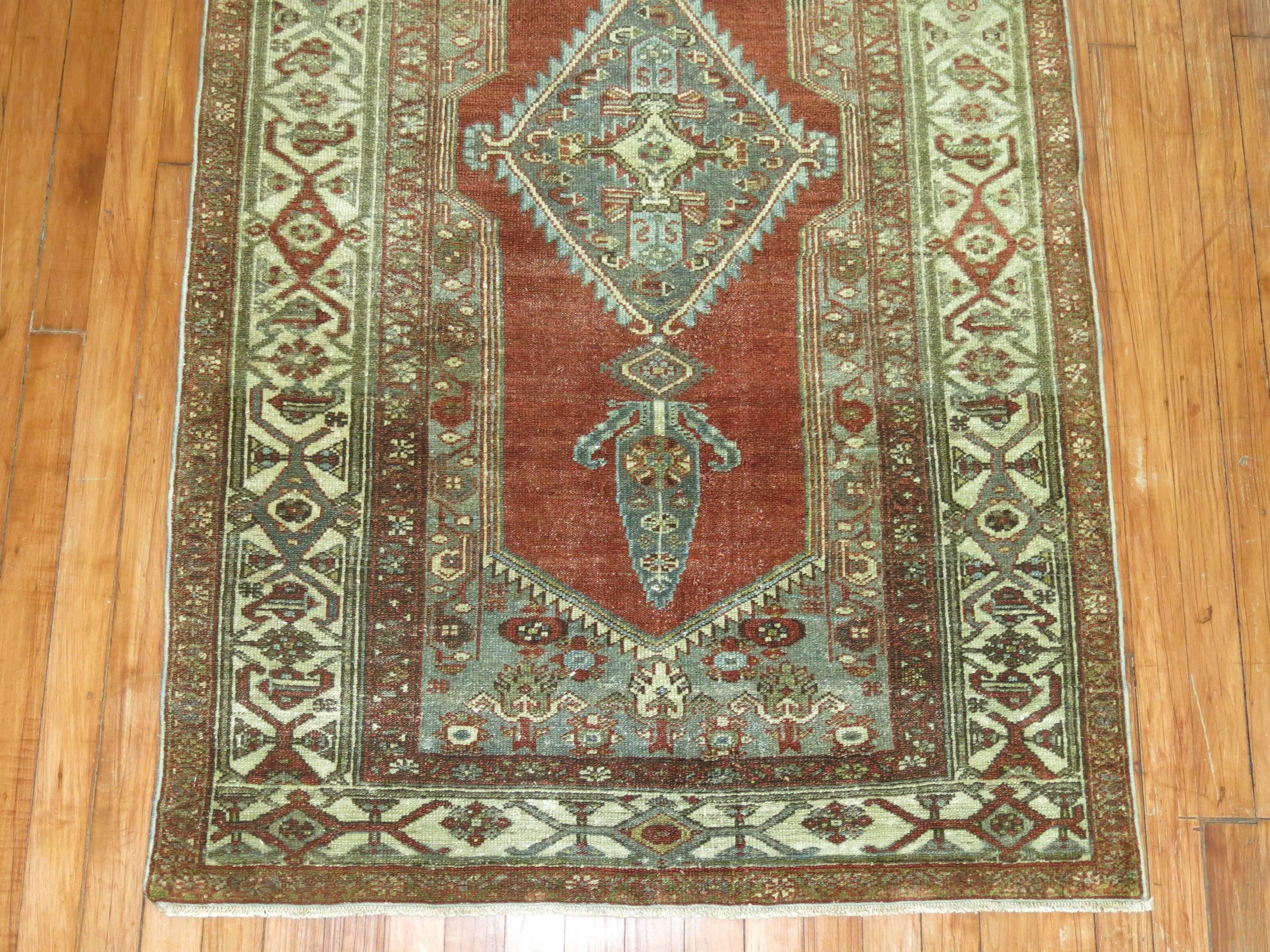 Wool Brown Rust Hand-Made Antique Persian Malayer Oriental Throw Rug